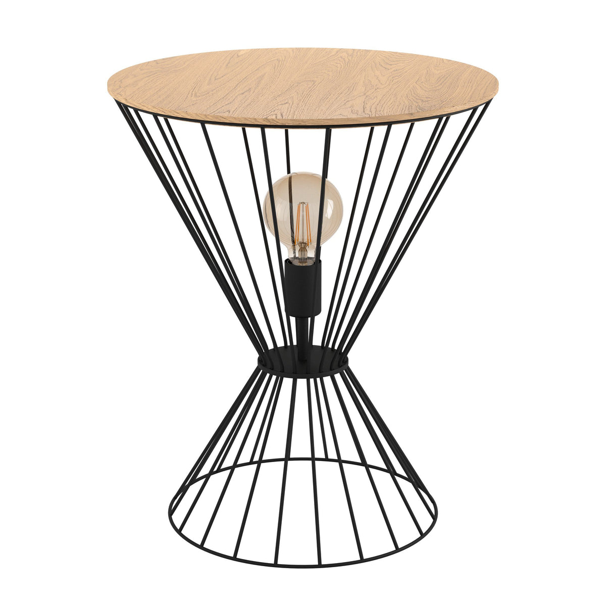 Eglo Desierto Black Wire & Wood Side Table Lamp