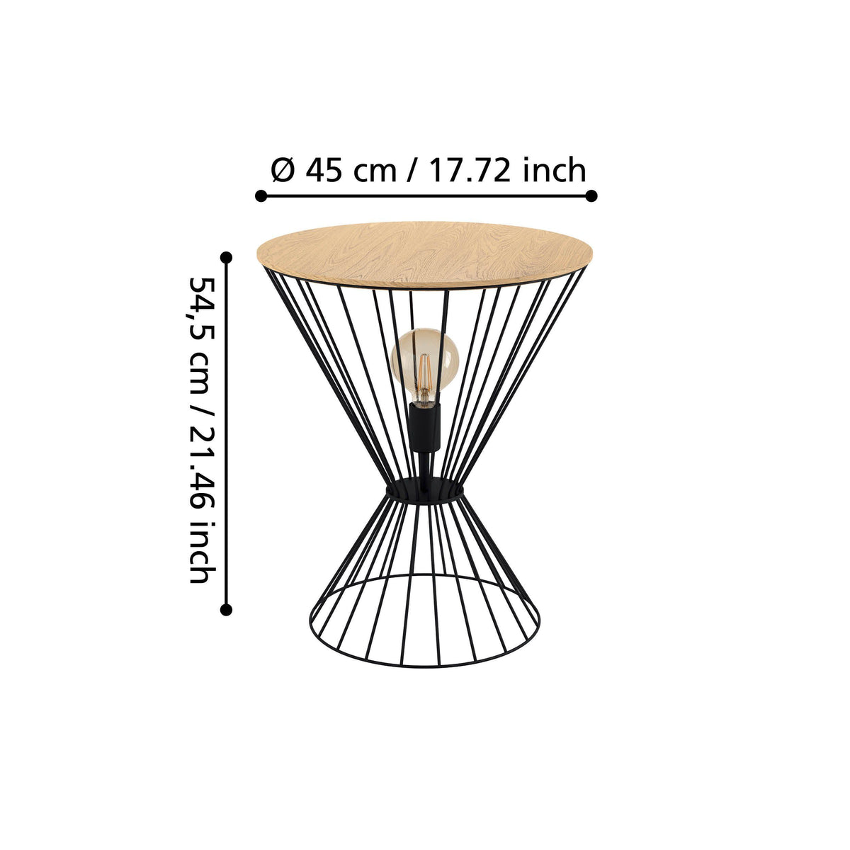 Eglo Desierto Black Wire & Wood Side Table Lamp requires 1 x Edison Screw E27/ES bulbs