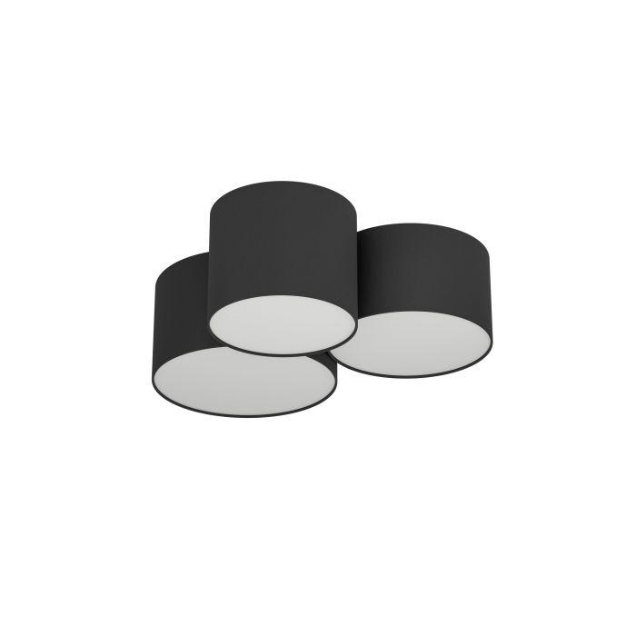 eglo pastore 2 ceiling flush with 3 black fabric shades living room image