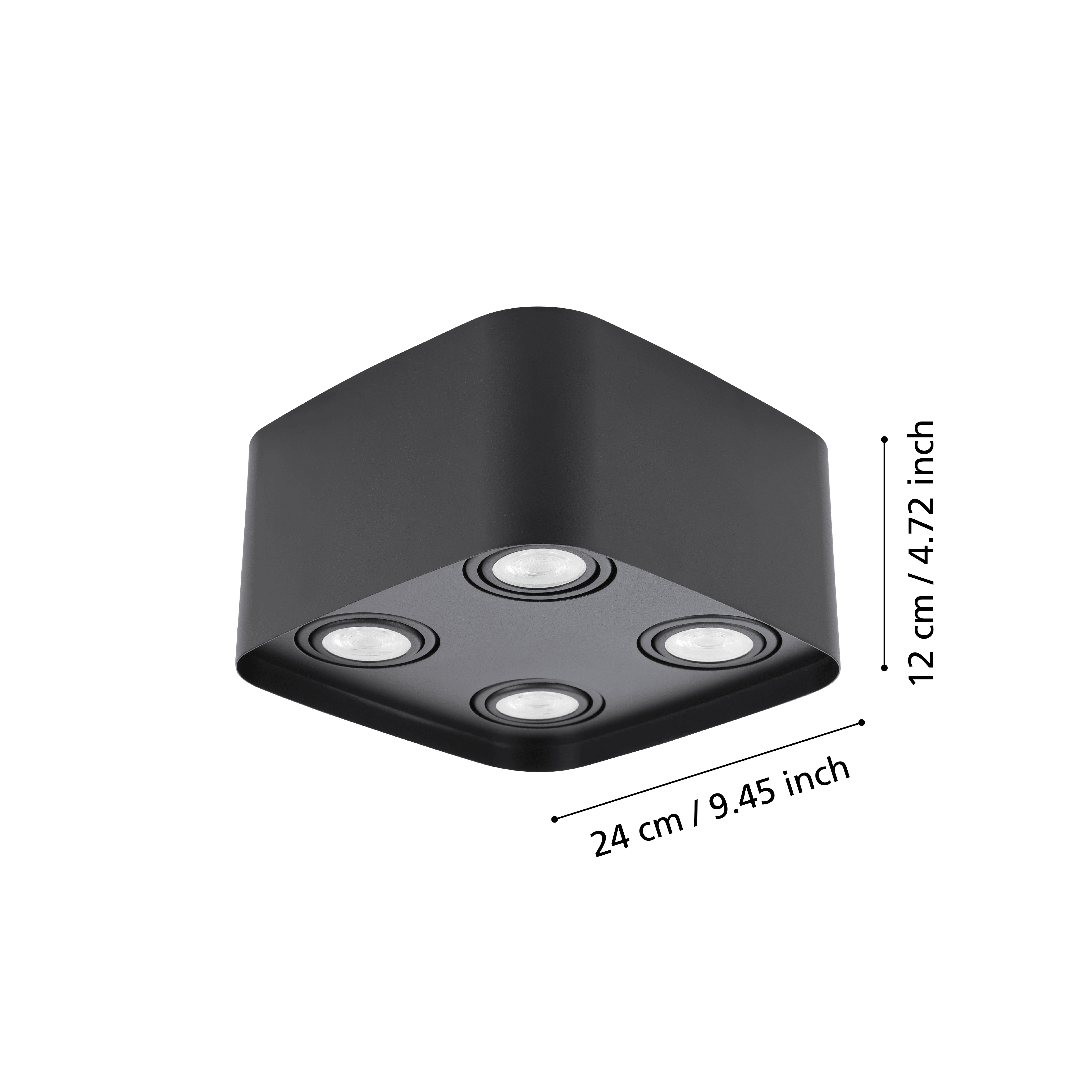 eglo connect caminales z 4 light smart square black flush living room close up