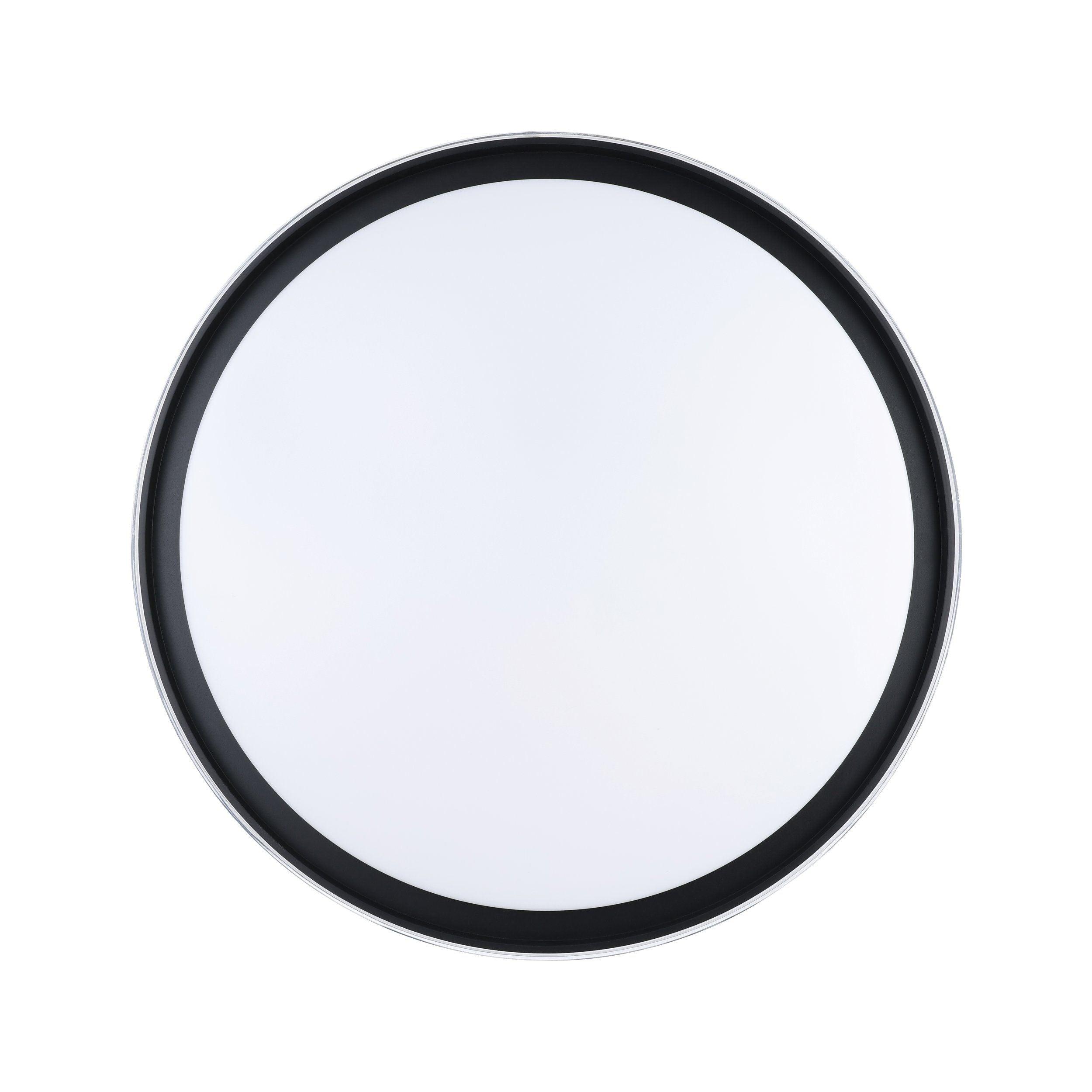 eglo seluci black surround circular led flush ceiling light 49cm living room close up