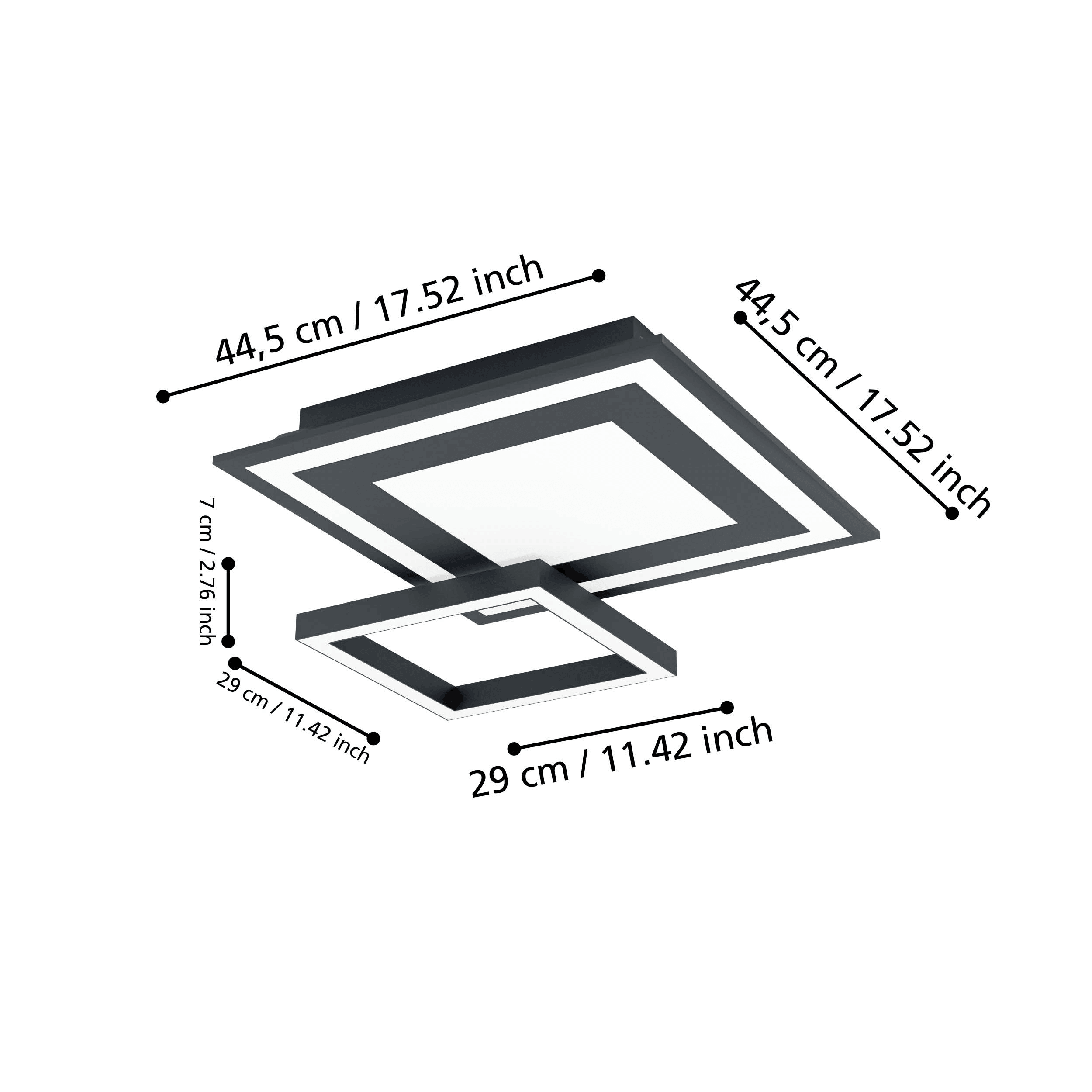 eglo connect savatarila z smart modern led square black ceiling flush Kitchen Lighting Close Up
