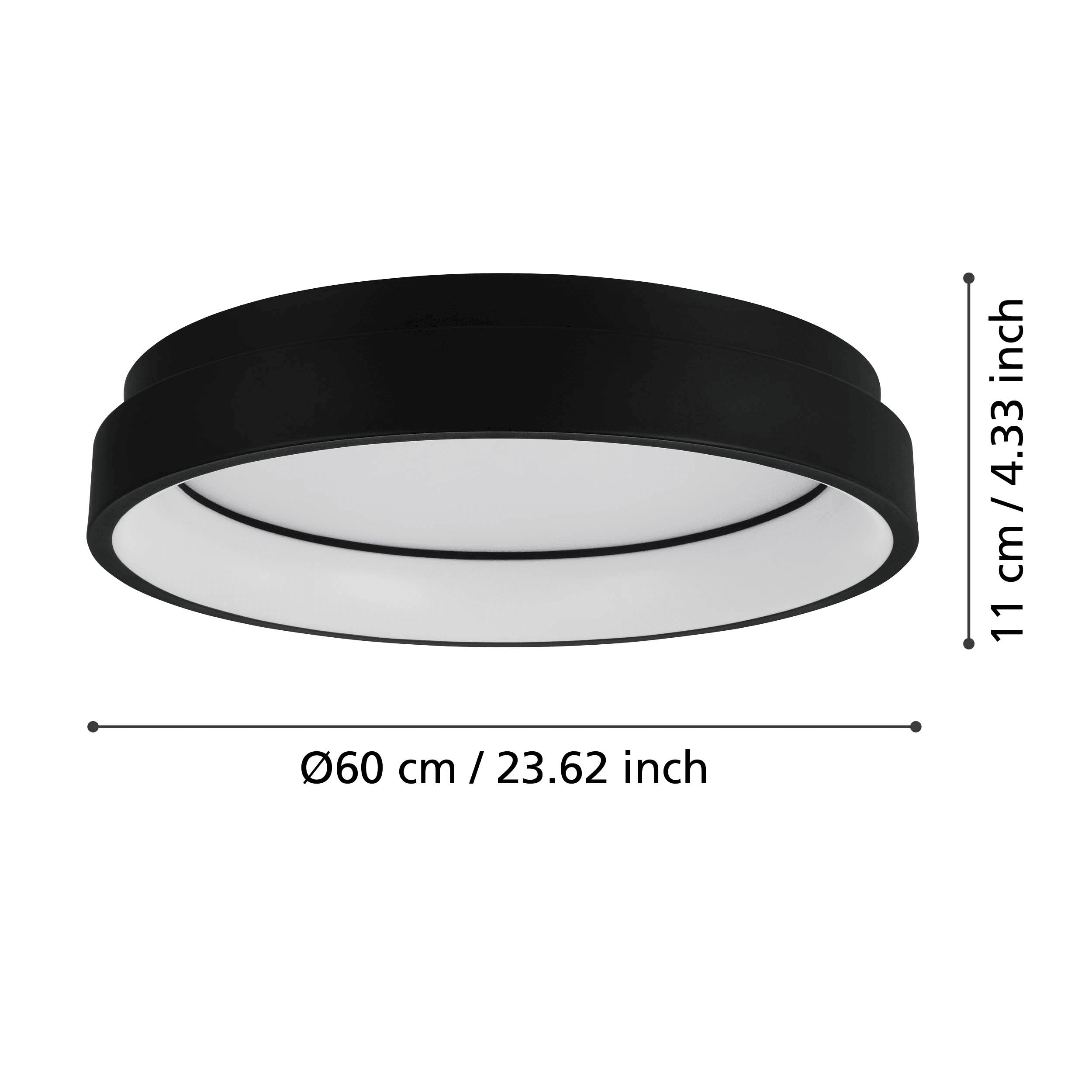 eglo connect marghera z smart black ring shaped led ceiling flush living room image