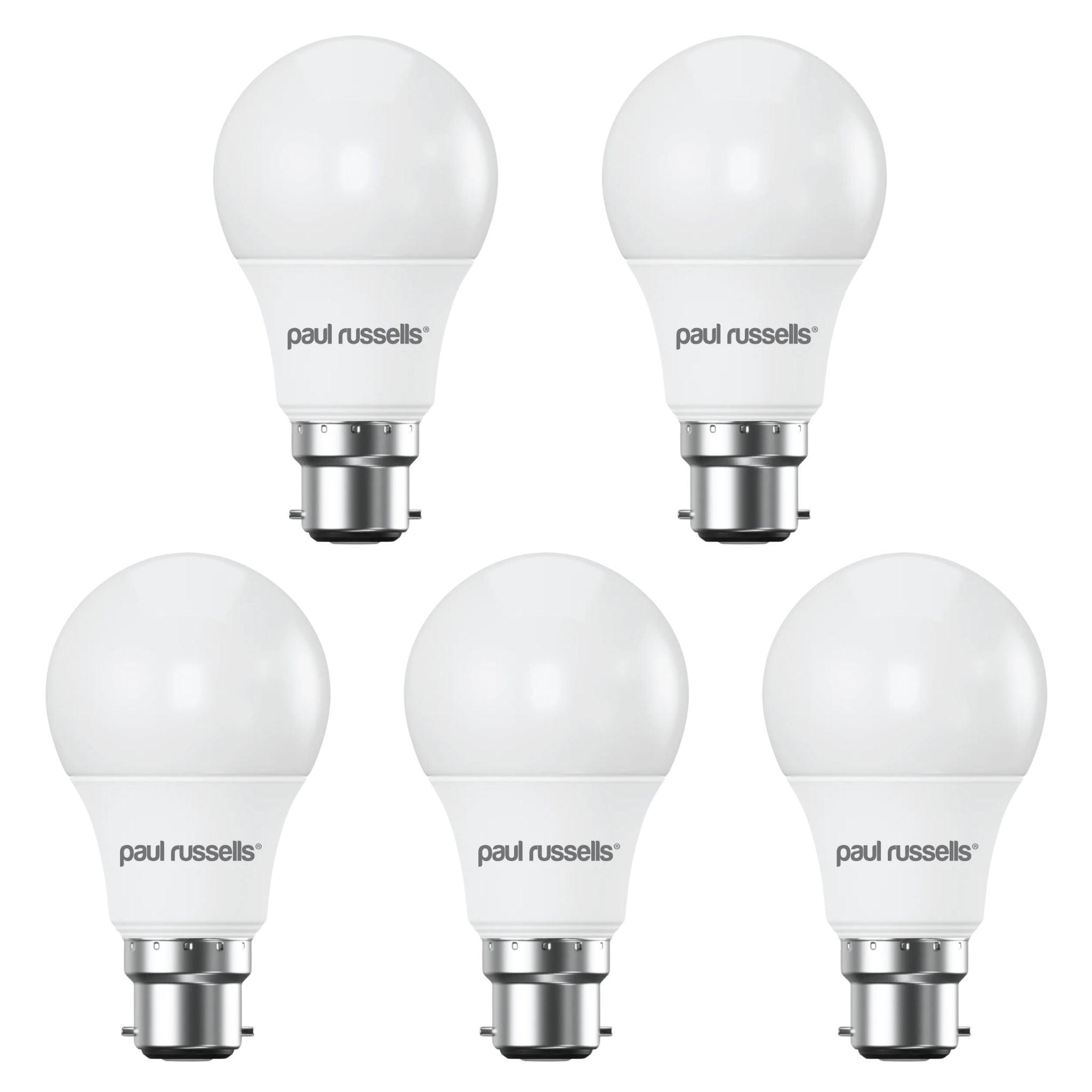 5 X LED Dimmable B22 8.5W (60W) Warm White GLS Bayonet Cap Light Bulbs