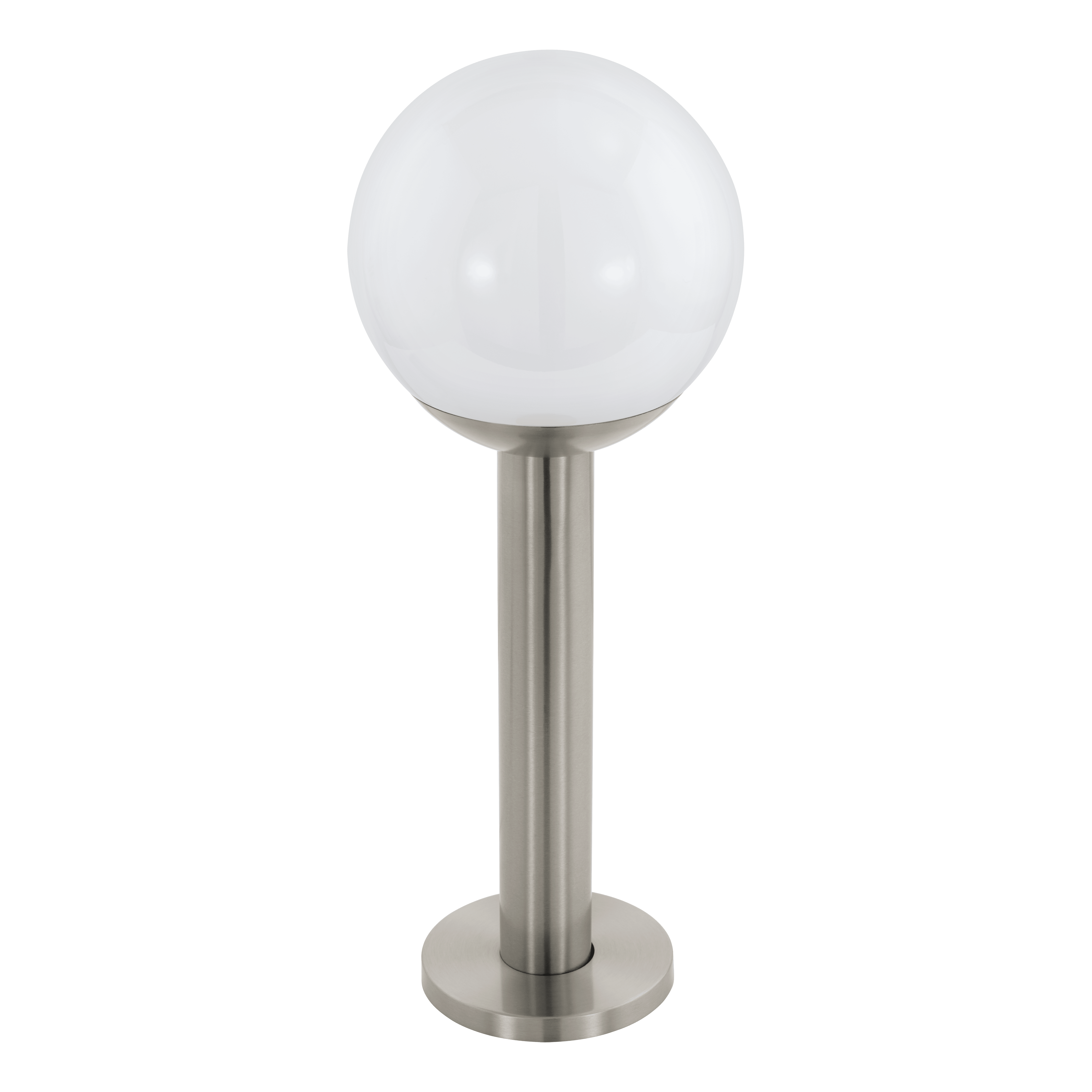 eglo nisia z silver ip44 smart led pedestal light white globe shade