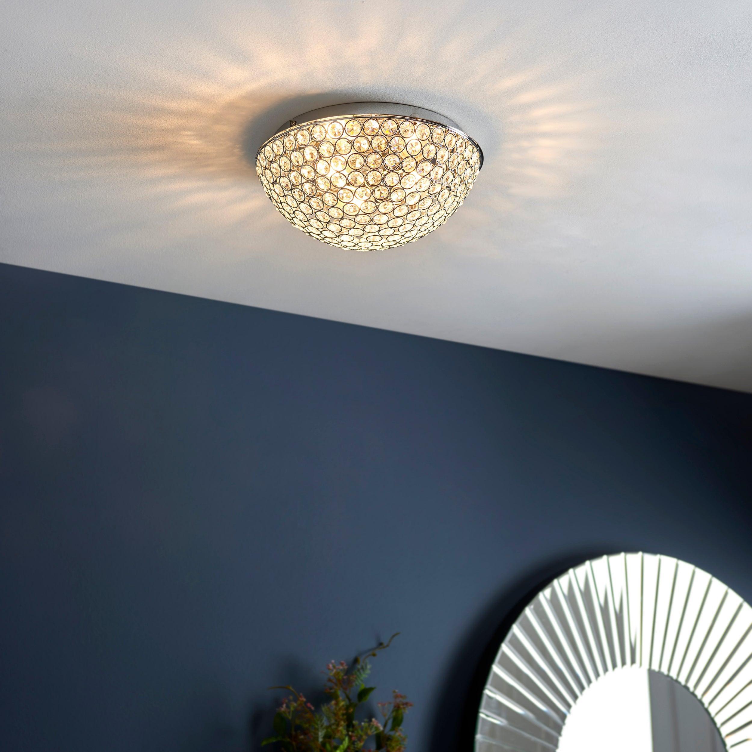 Chryla Clear Crystal & Chrome Flush Bathroom Ceiling Light 60103 - Lifestyle Image