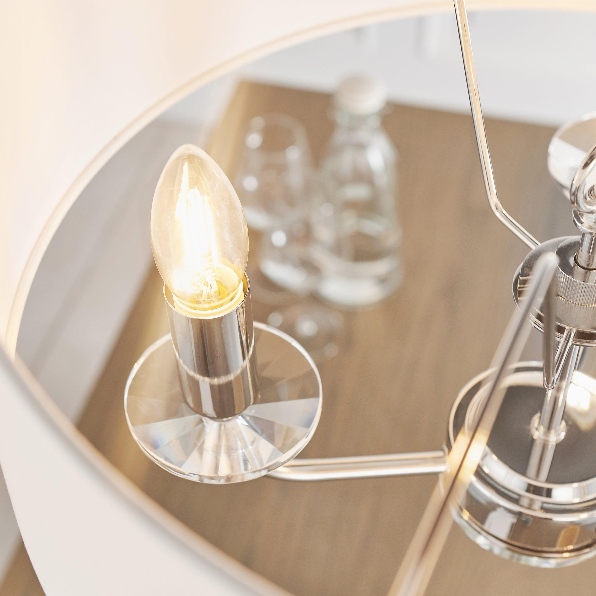 Endon Nixon 3 Light Nickel & Crystal Glass Ceiling Pendant 60129 - Close-up Crystal Detail