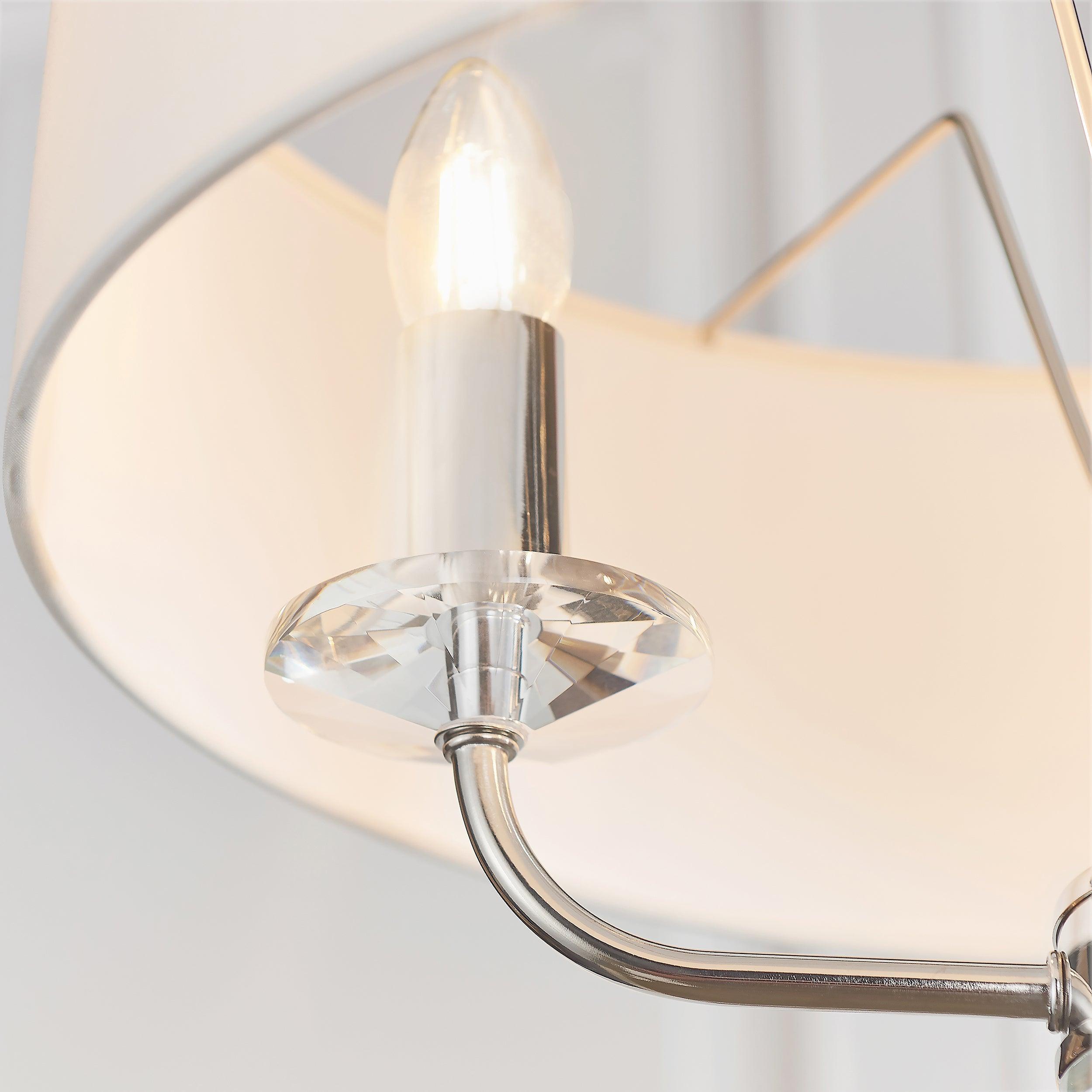 Endon Nixon 3 Light Nickel & Crystal Glass Ceiling Pendant 60129 - Arm Close-up