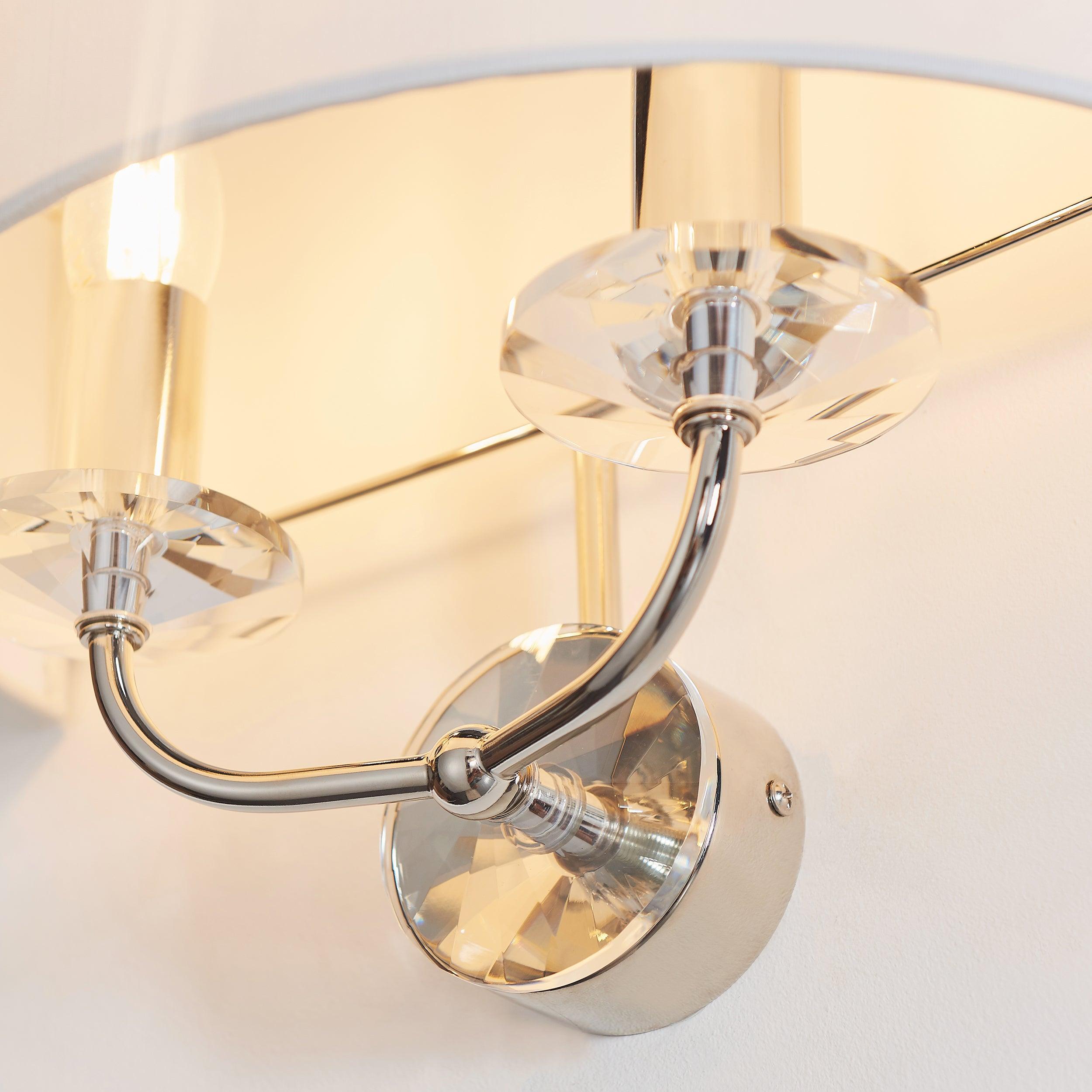 Endon Nixon Twin Arm Bright Nickel Finish Wall Light - Close-up