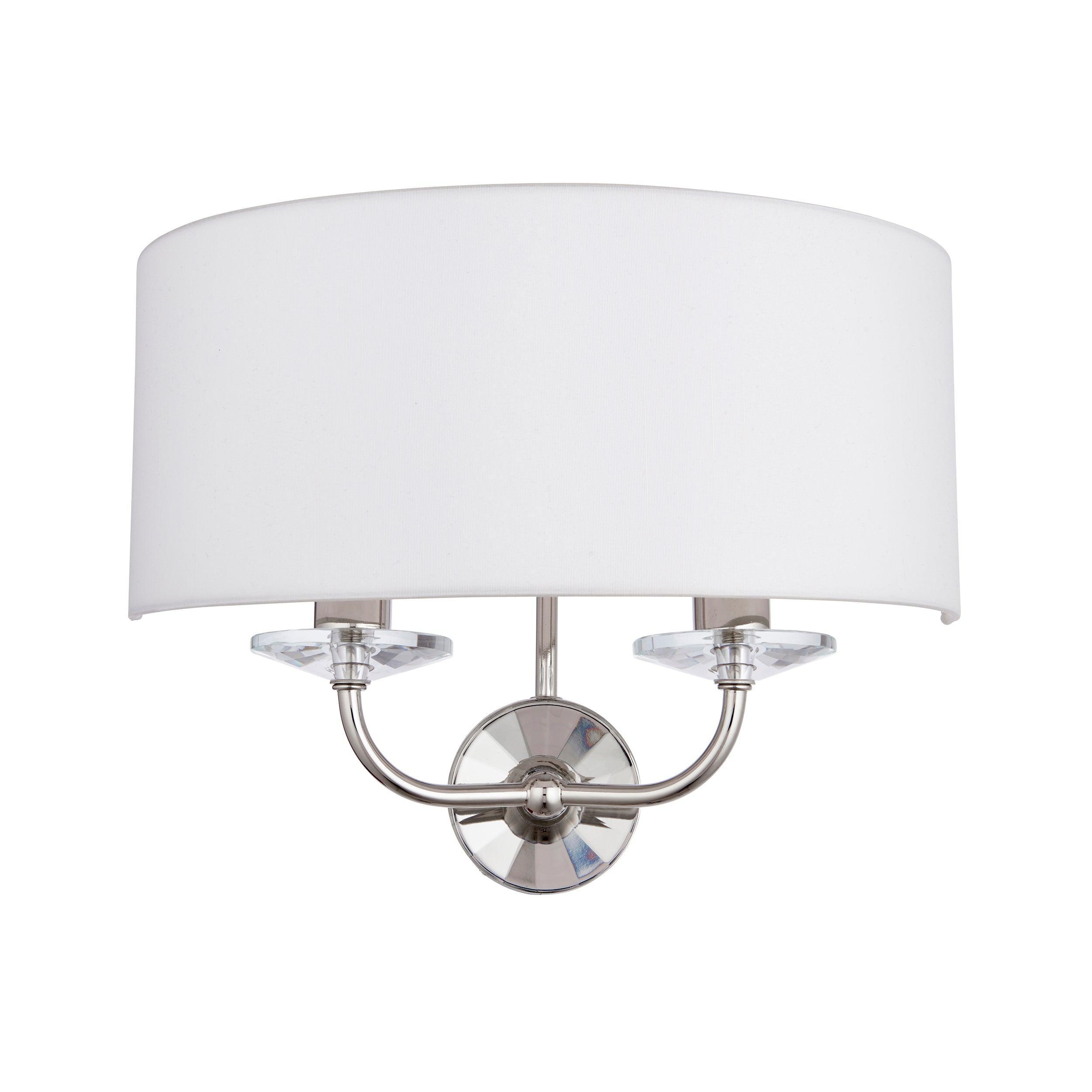 Endon Nixon Twin Arm Bright Nickel Finish Wall Light - Lights Off