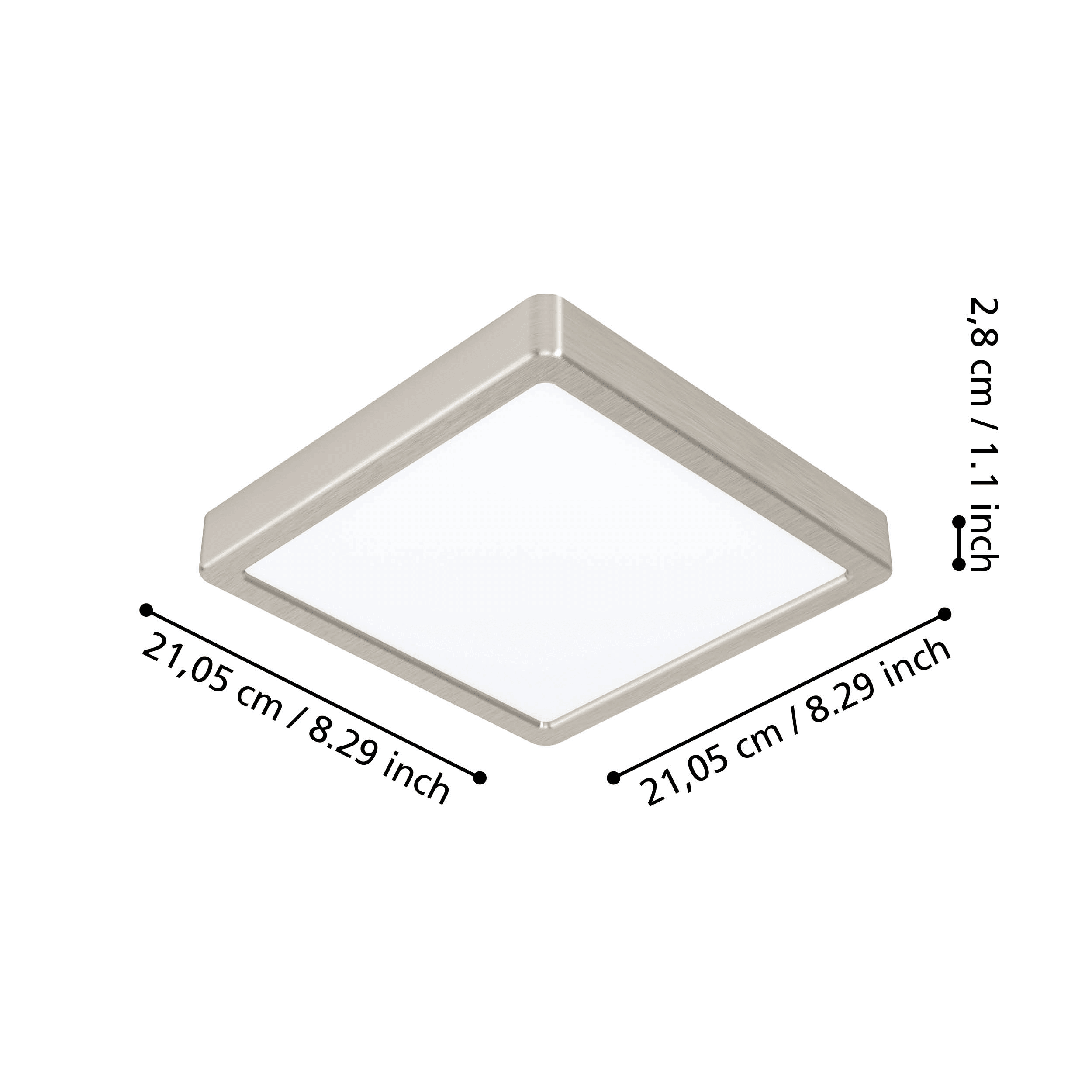 eglo connect fueva z smart led nickel square ceiling light living room close up