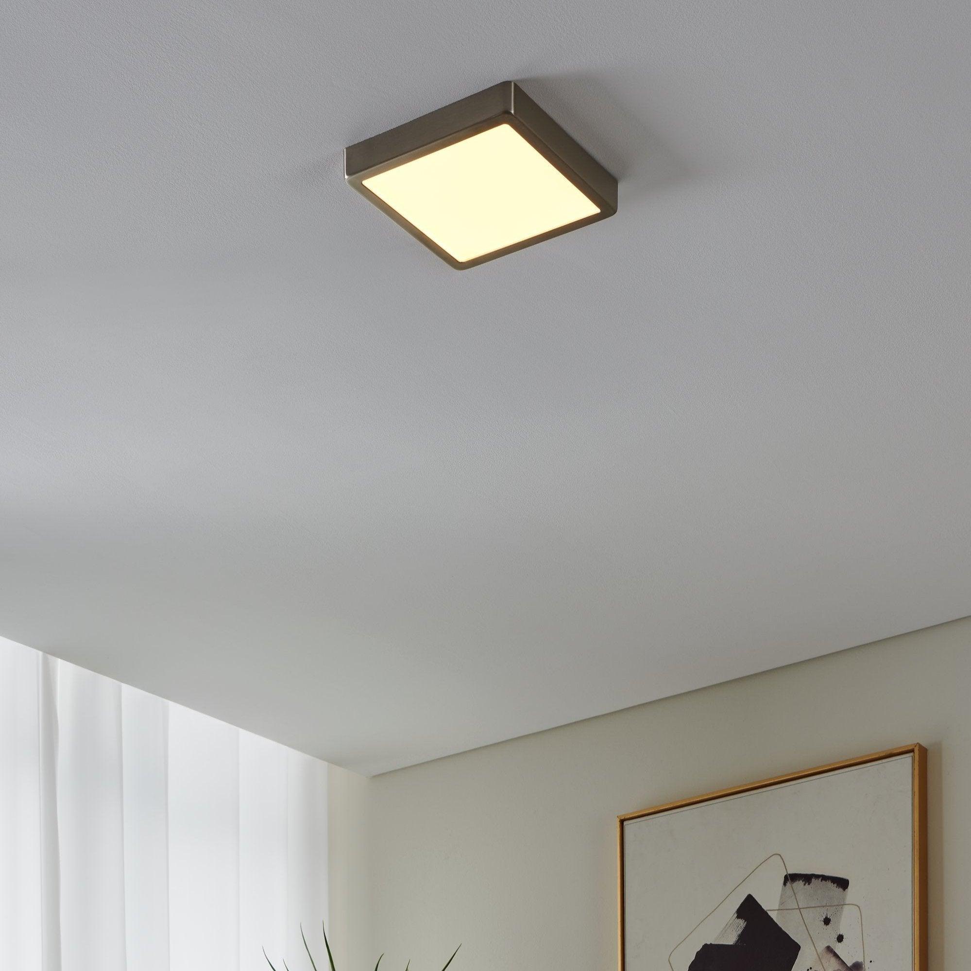 eglo connect fueva z smart led nickel square ceiling light