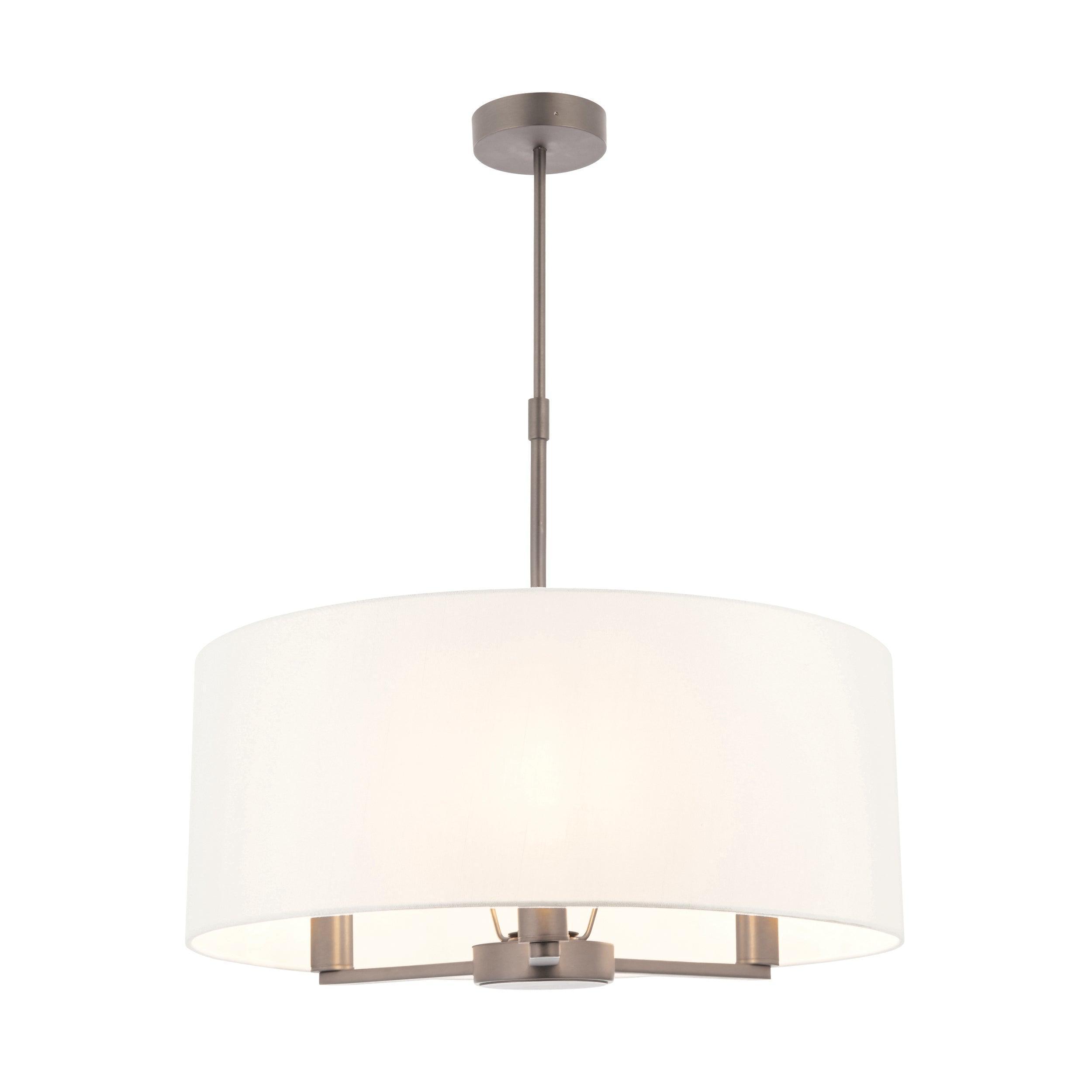 Endon Lighting Daley 3 Light Matt Nickel Pendant 60241 - White background lights on