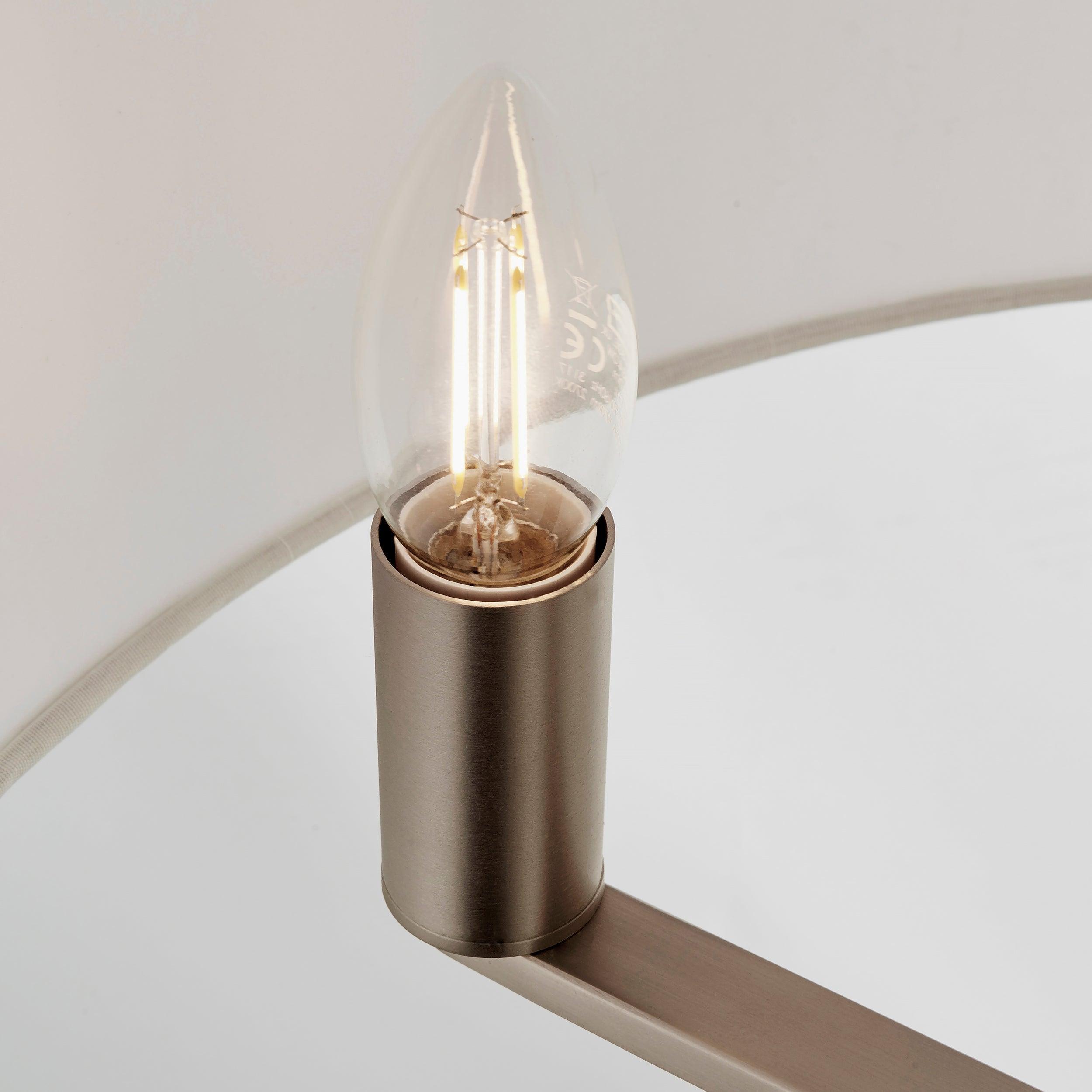 Endon Lighting Daley 3 Light Matt Nickel Pendant 60241 - showing bulb and arm detail