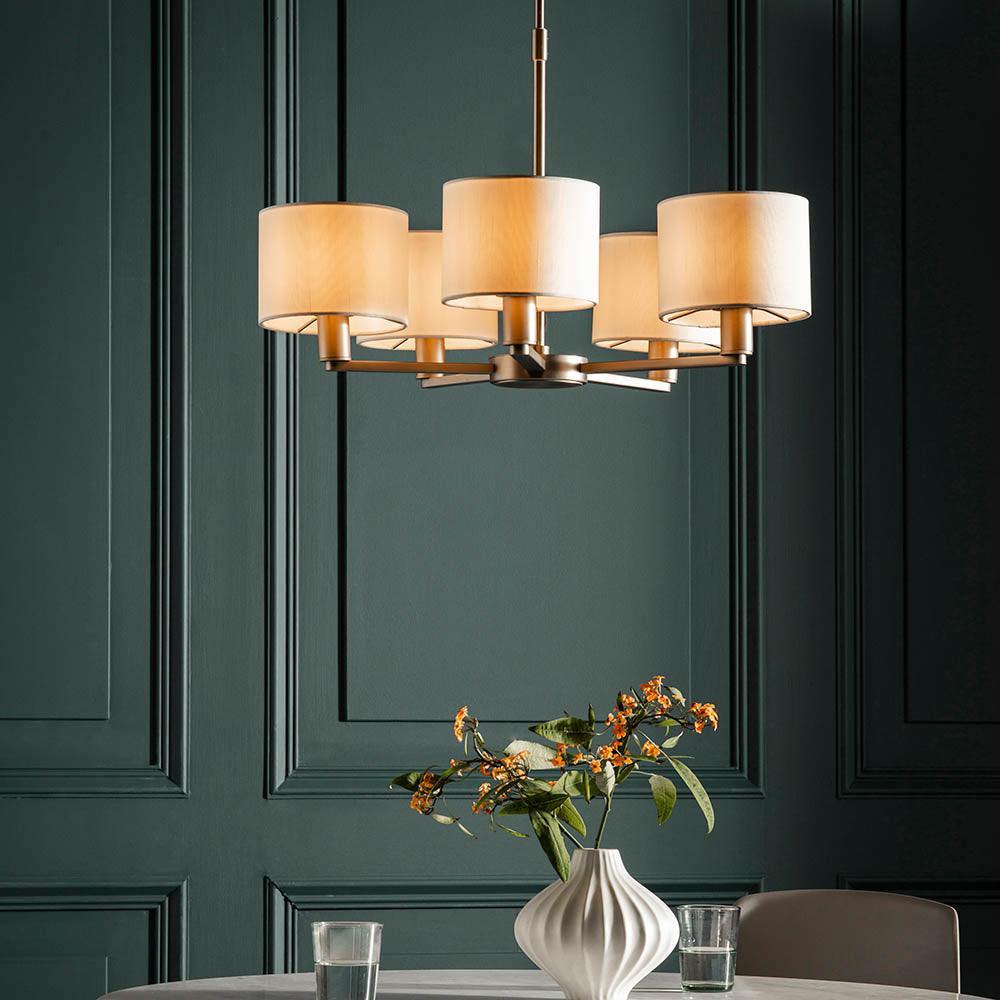 Endon Daley 5 Light Nickel Finish Ceiling Pendant-OPEN-BOX-BSL-270826