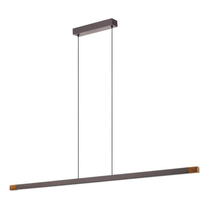 eglo lisciana led aluminium walnut effect pendant living room close up