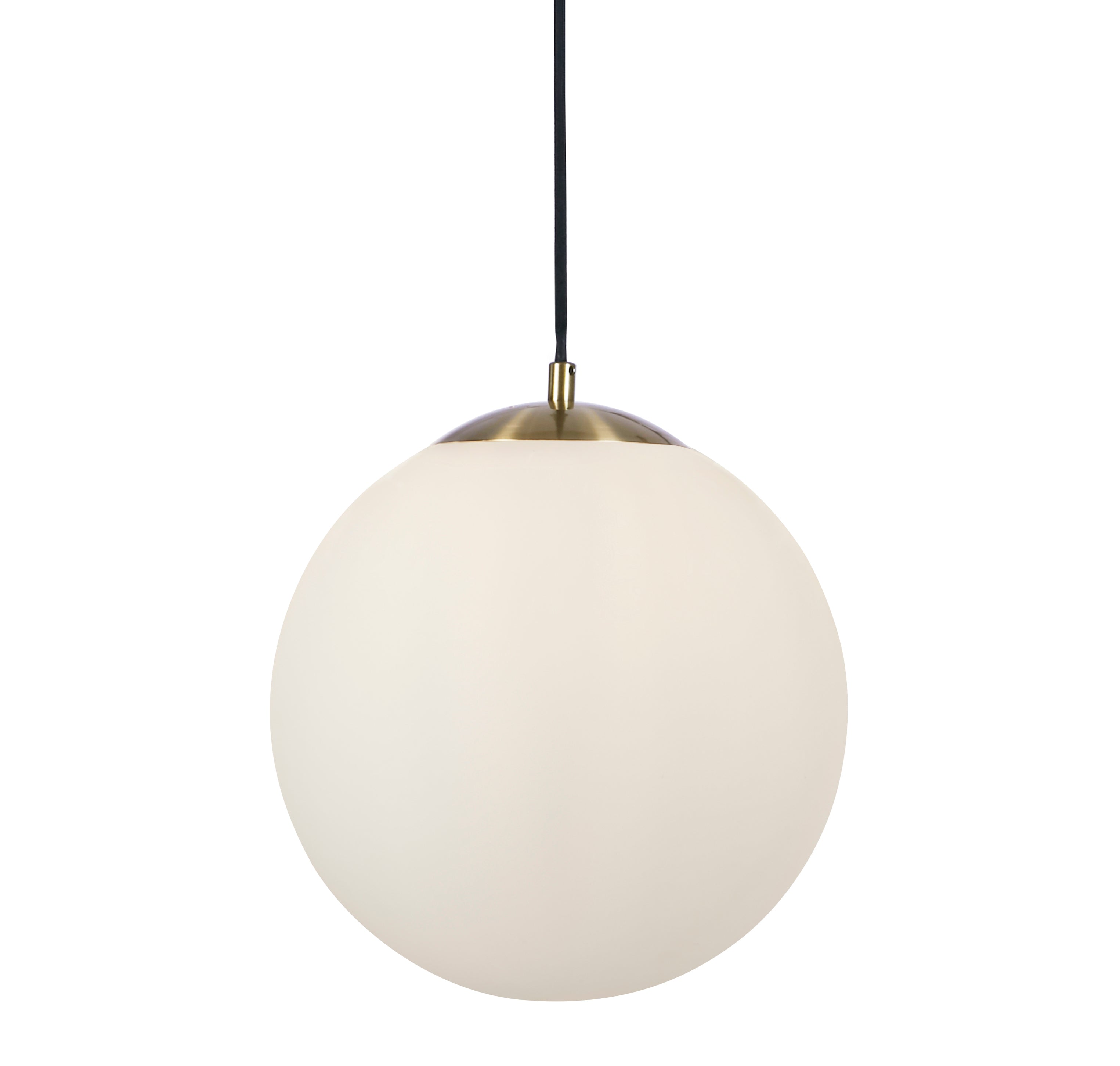 Searchlight Atom II Brass Pendant - Opal Glass Globe Shade - 30cm