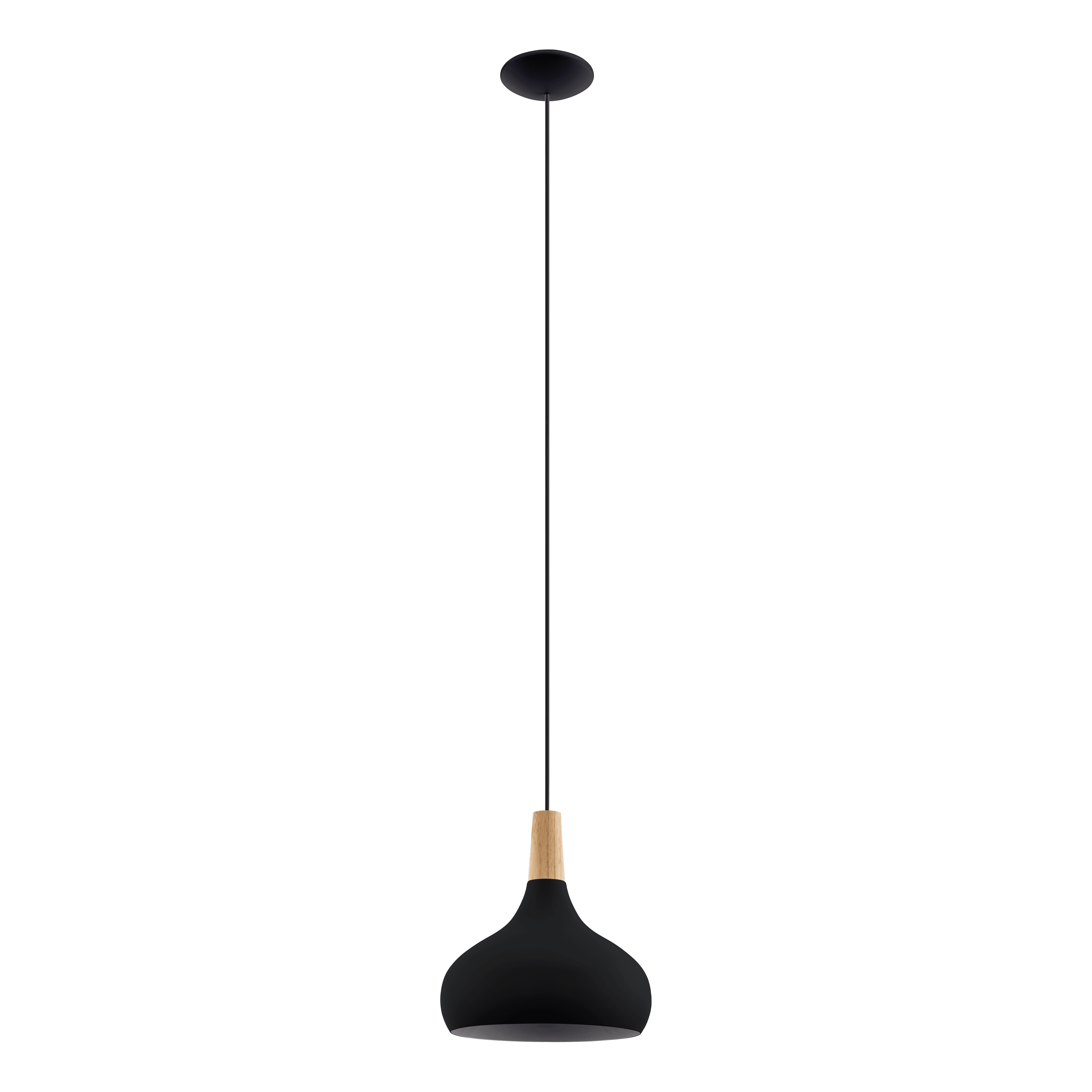 eglo sabinar black metal wood ceiling pendant living room image