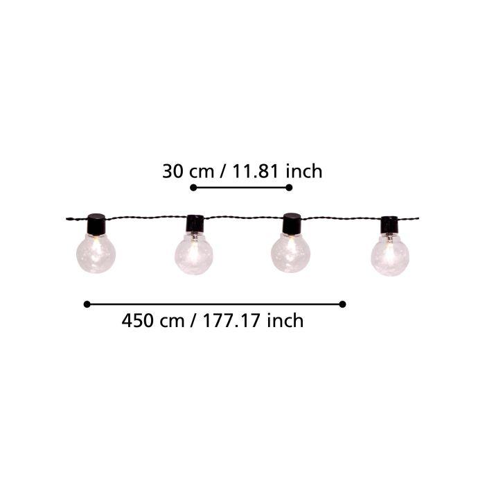 eglo partaj 16 light clear bulb outdoor festoon party set ip44 living room close up