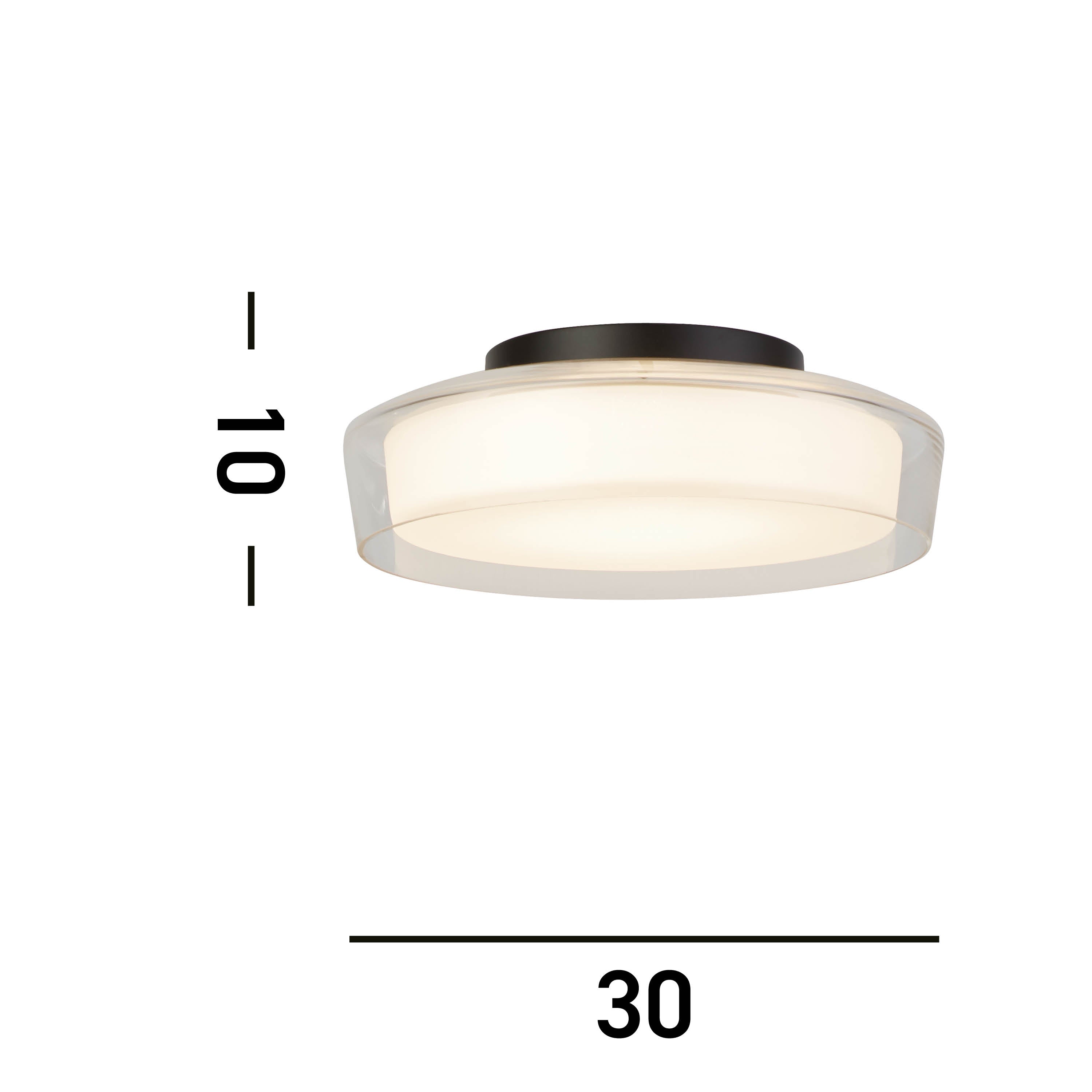 Searchlight Puck Black Flush With Clear & Opal Glass