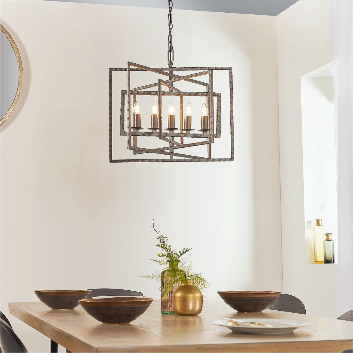 Endon Tibbet 5 Light Hammered Bronze Ceiling Pendant-OB-180926