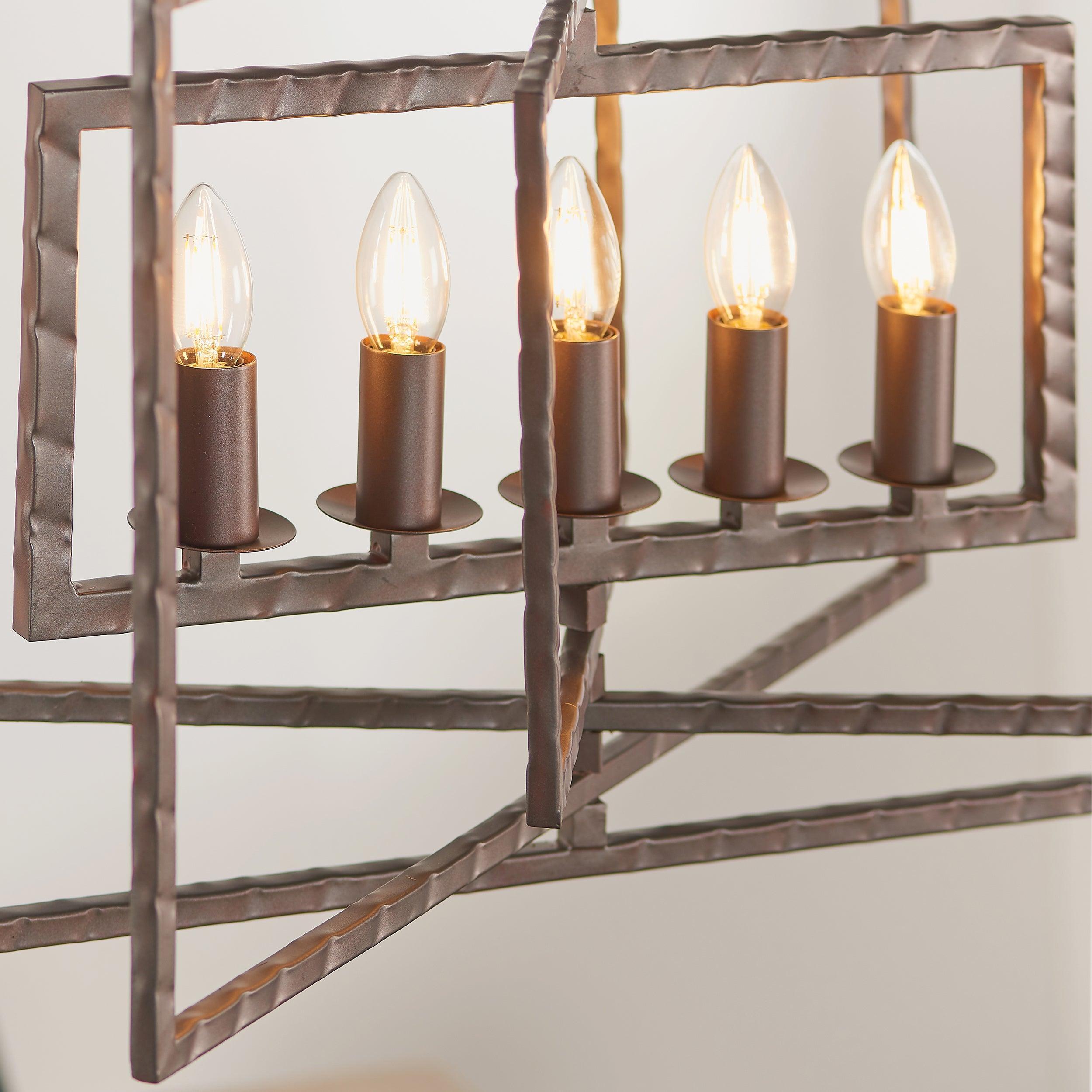 Endon Tibbet 5 Light Hammered Bronze Ceiling Pendant-OPEN-BOX