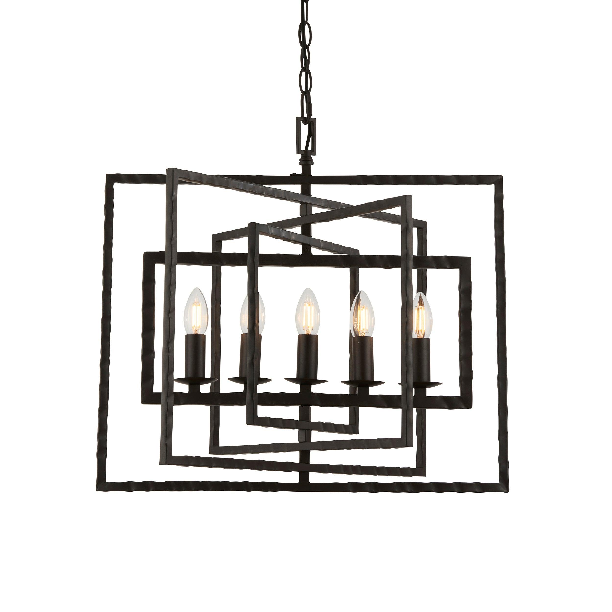 Endon Tibbet 5 Light Hammered Bronze Ceiling Pendant-OPEN-BOX-50-040626