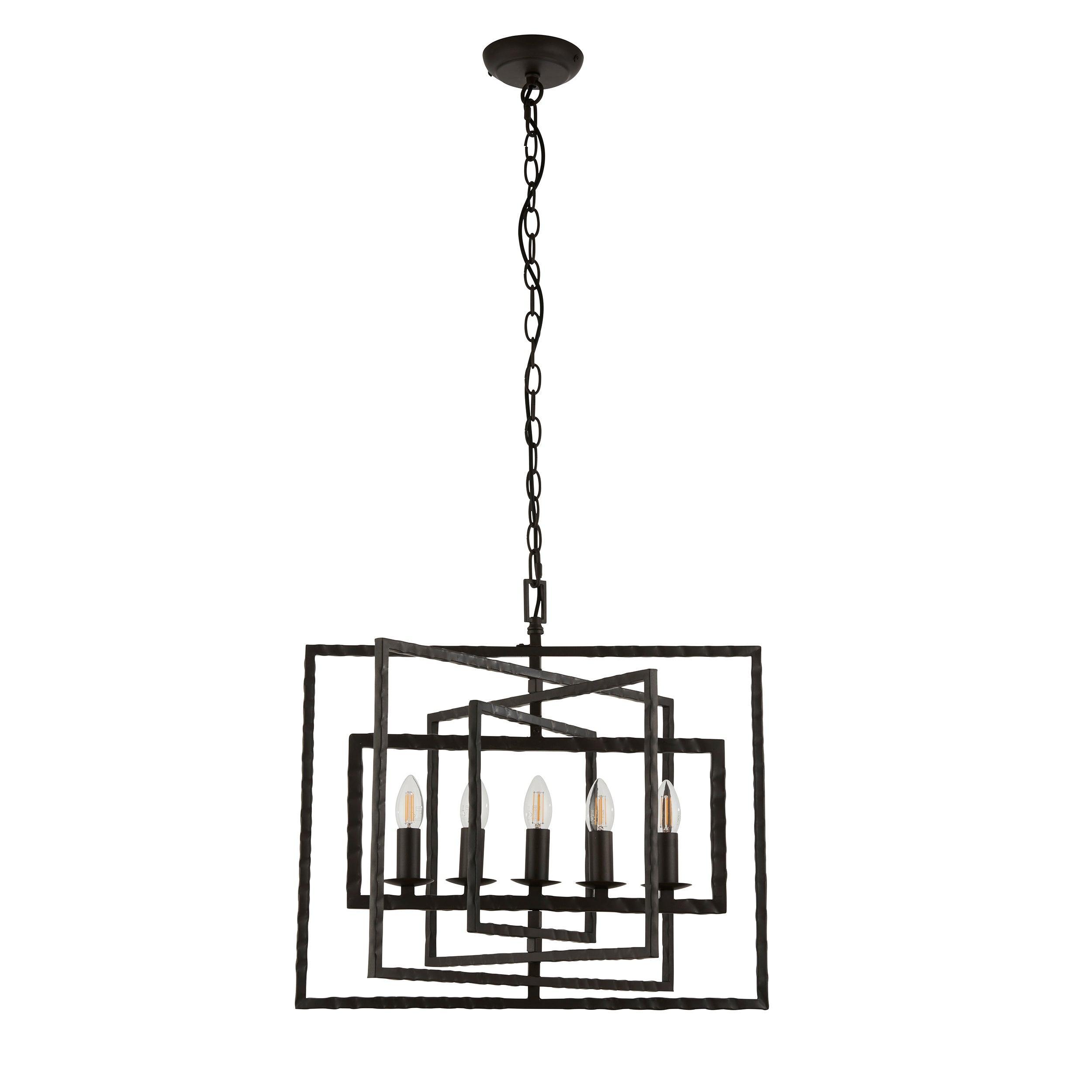 Endon Tibbet 5 Light Hammered Bronze Ceiling Pendant-OPEN-BOX-50-040626