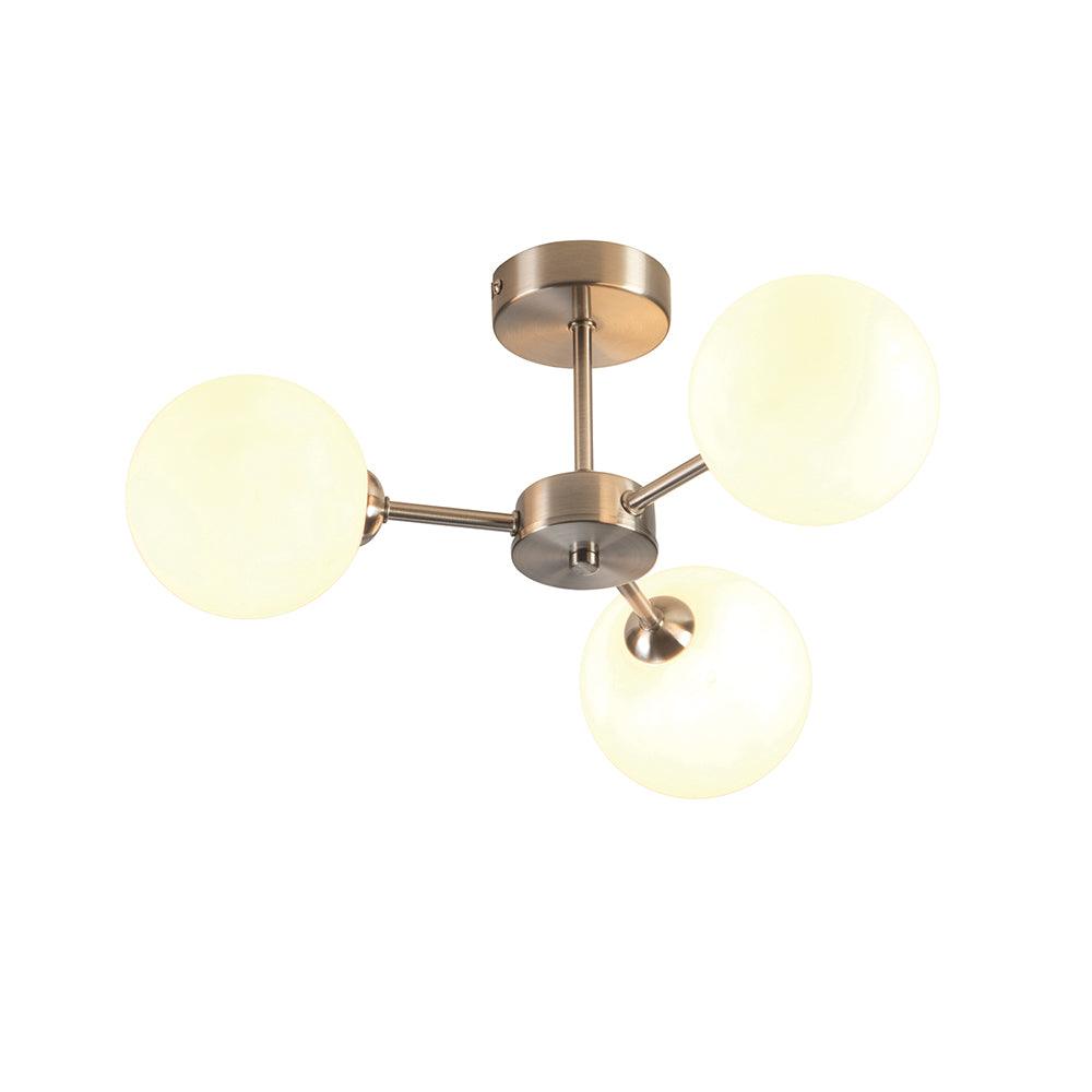 Flaxton 3 Arm Satin Nickel Semi Flush with Opal Glass Shades-warehouse-180926
