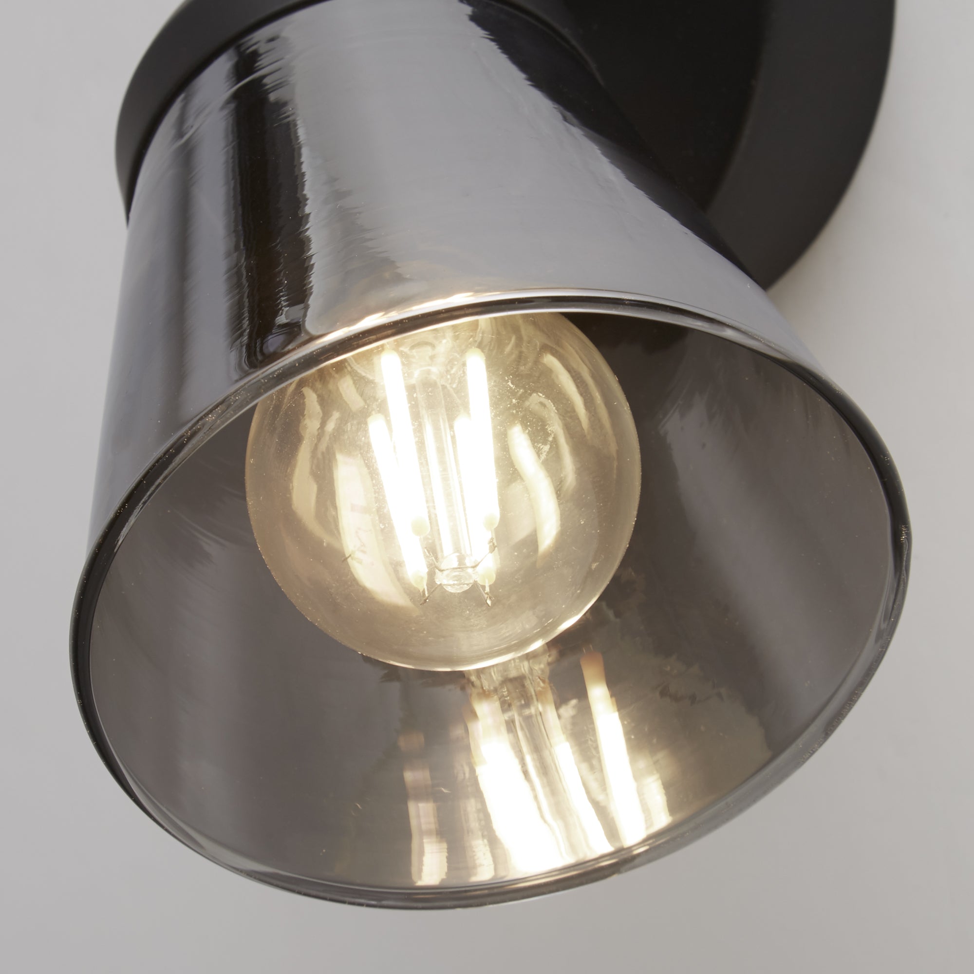 Searchlight Mega Spotlight Black Wall Light - Smoked Glass Shade-WAREHOUSE-40-200326