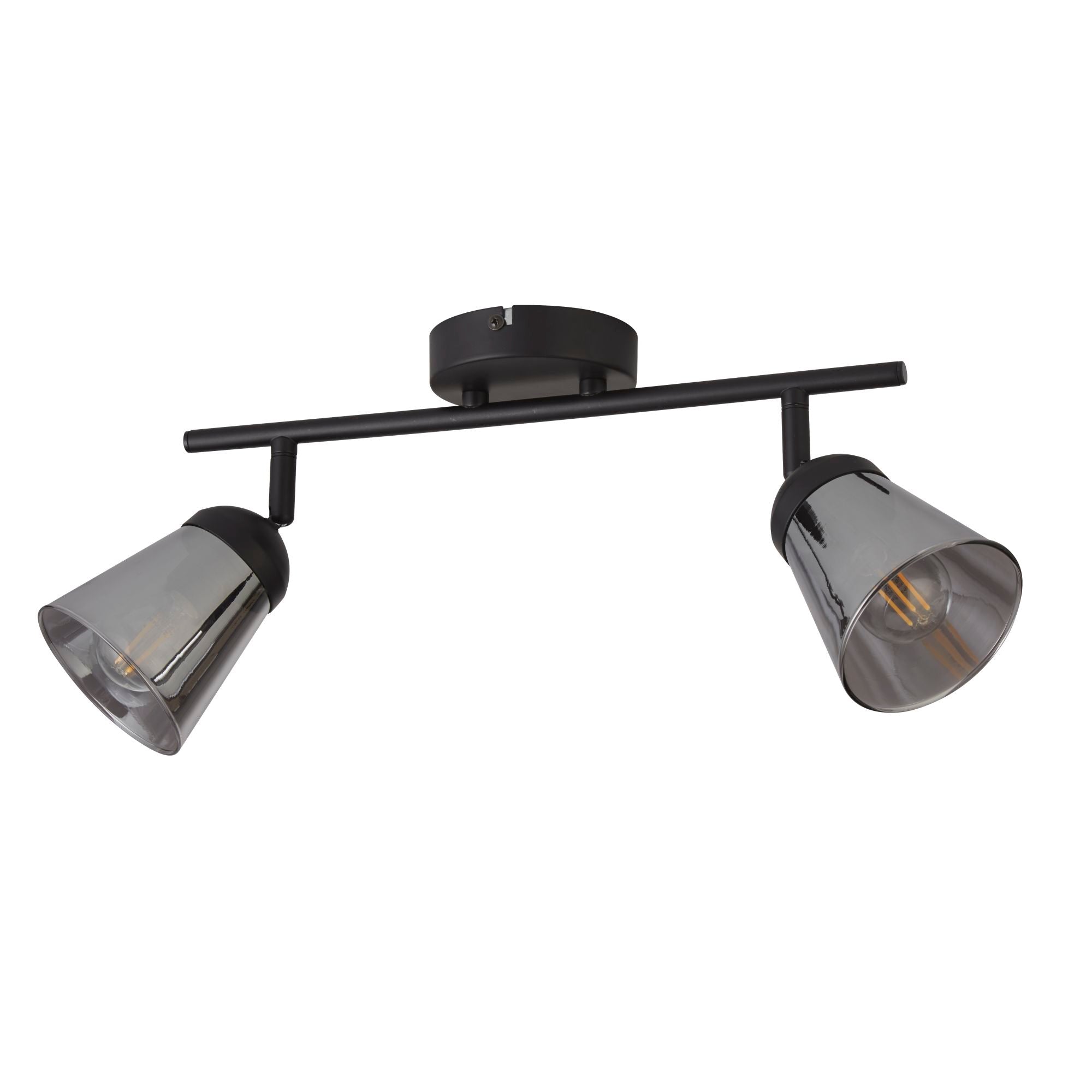 Searchlight Mega 2 Light Black Spotlight - Smoked Glass Shade