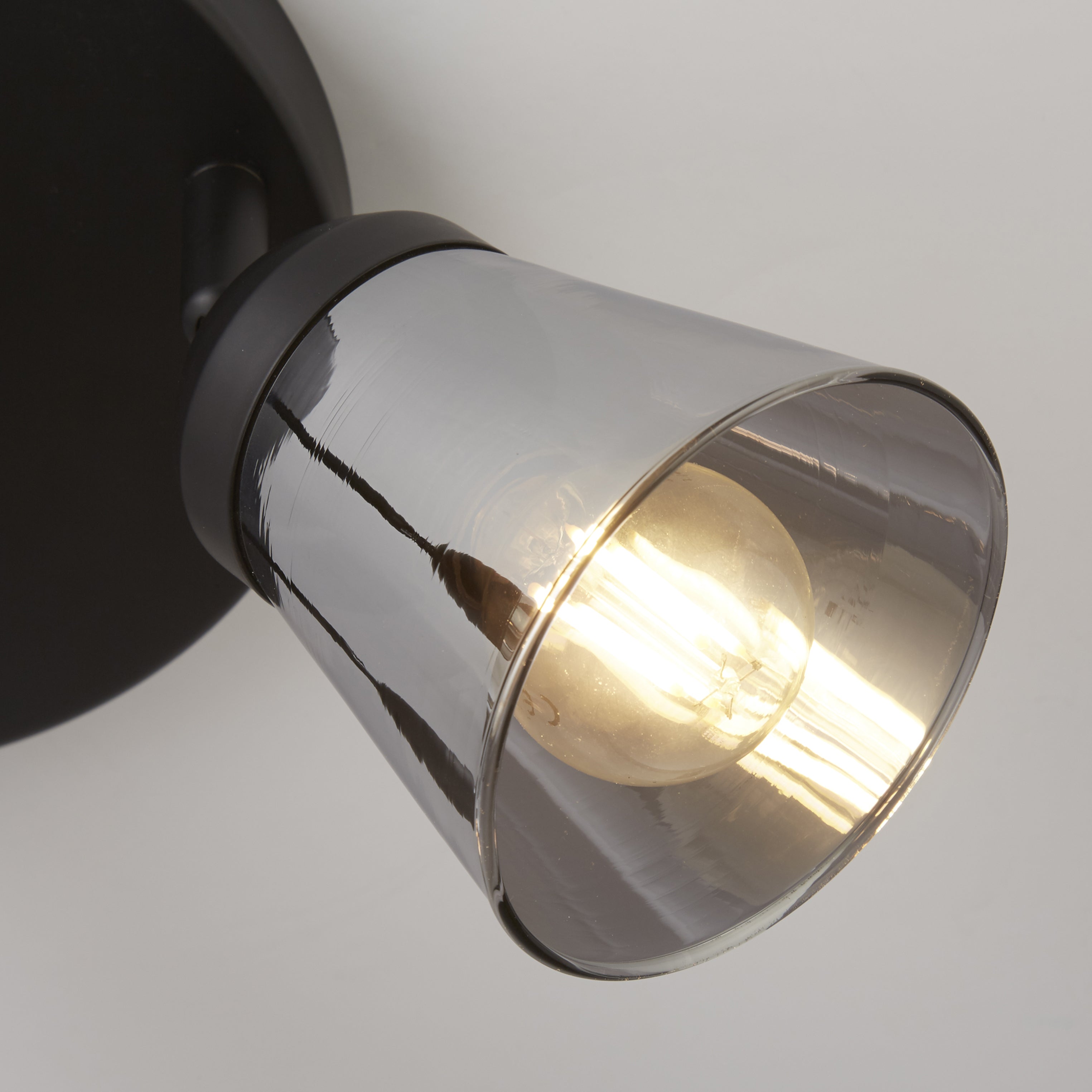 Searchlight Mega 3 Light Round Black Spotlight - Smoked Glass Shade-WAREHOUSE-40-200326