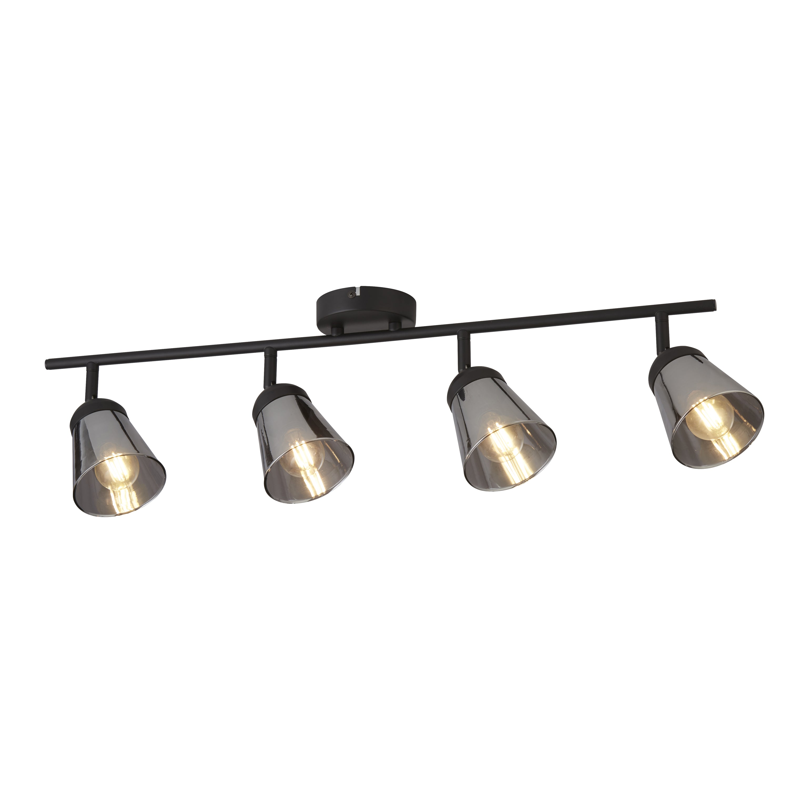 Searchlight Mega 4 Light Black Bar Spotlight - Smoked Glass Shade