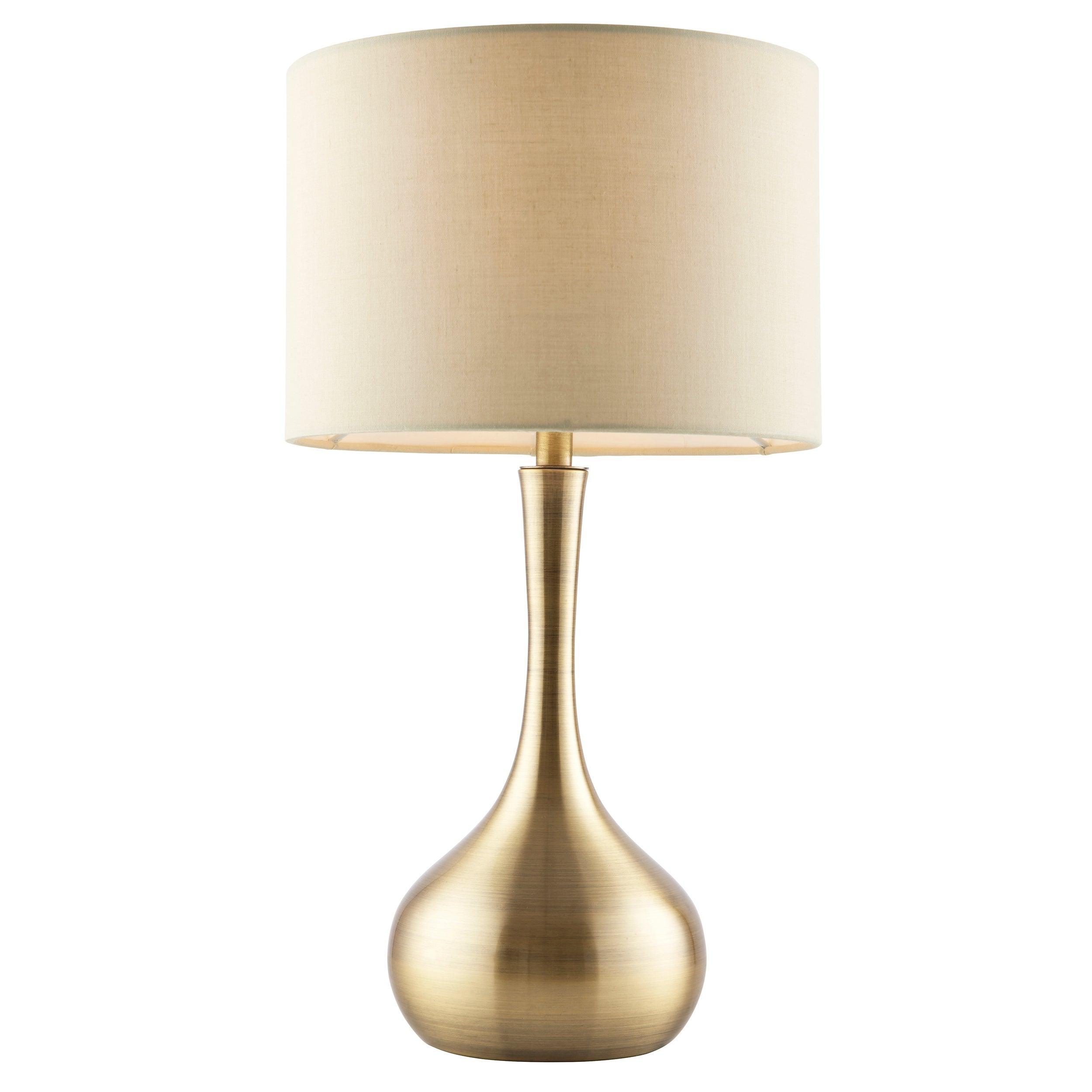 Endon Piccadilly Brass Table Lamp With Taupe Shade 61191 - Lit