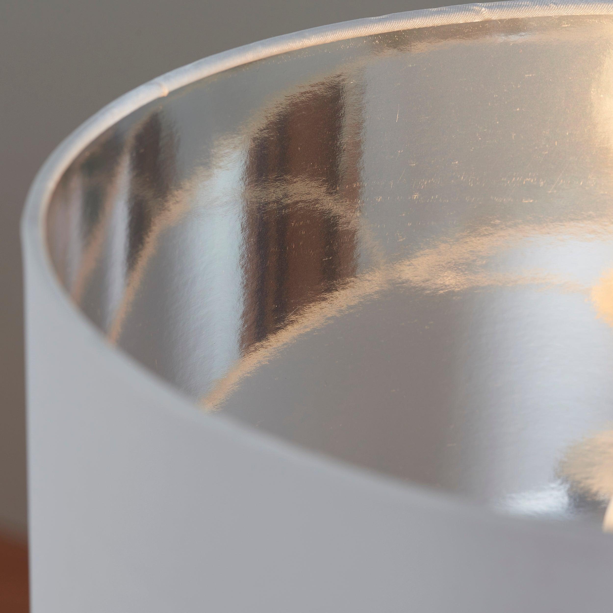 Endon Waldorf 1 Light Chrome Glass Table Lamp - Ivory Shade 61198 - Silver Lined Shade Detail