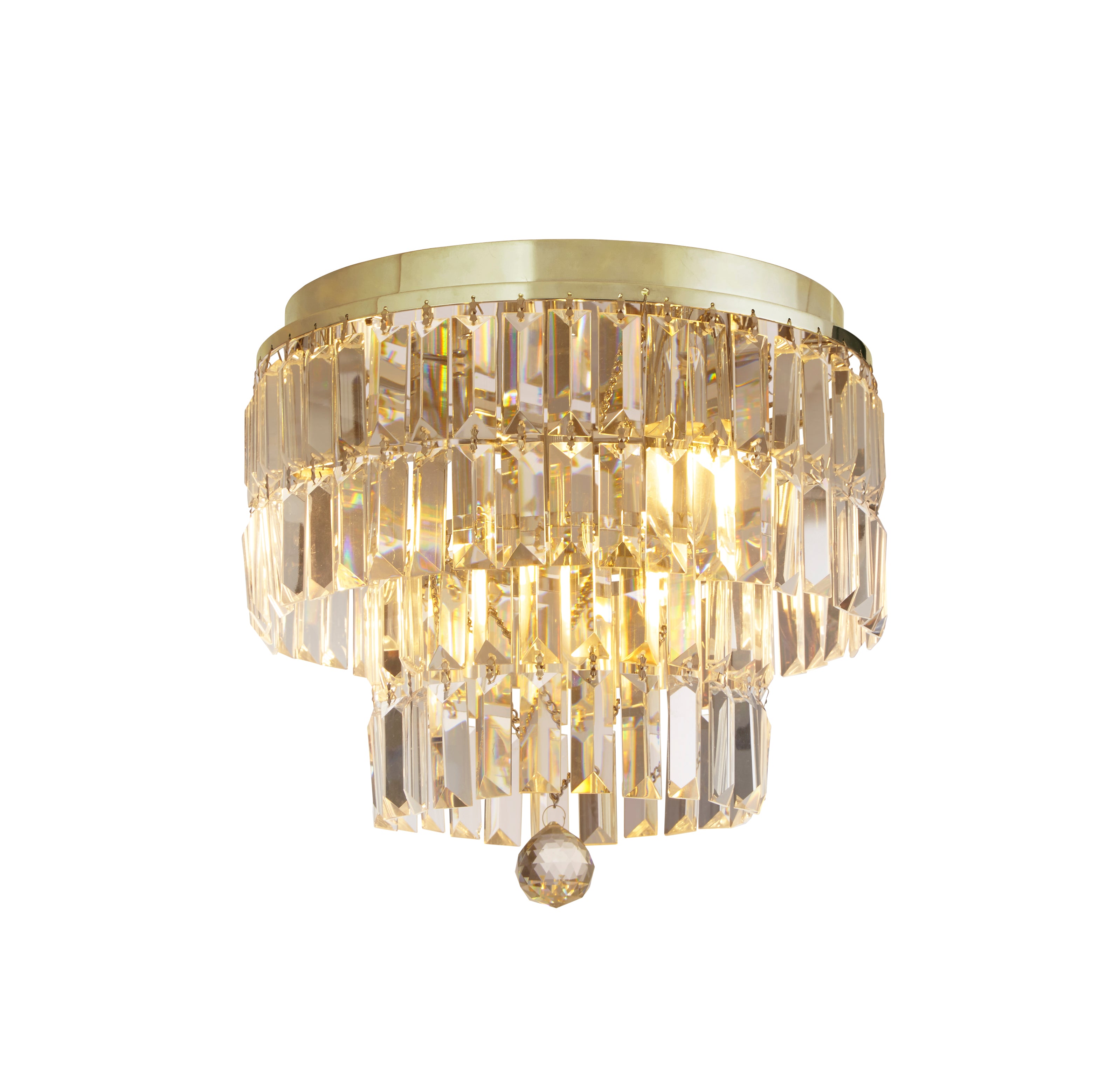 Searchlight Empire 4 Light Brass Flush - Champagne Crystal