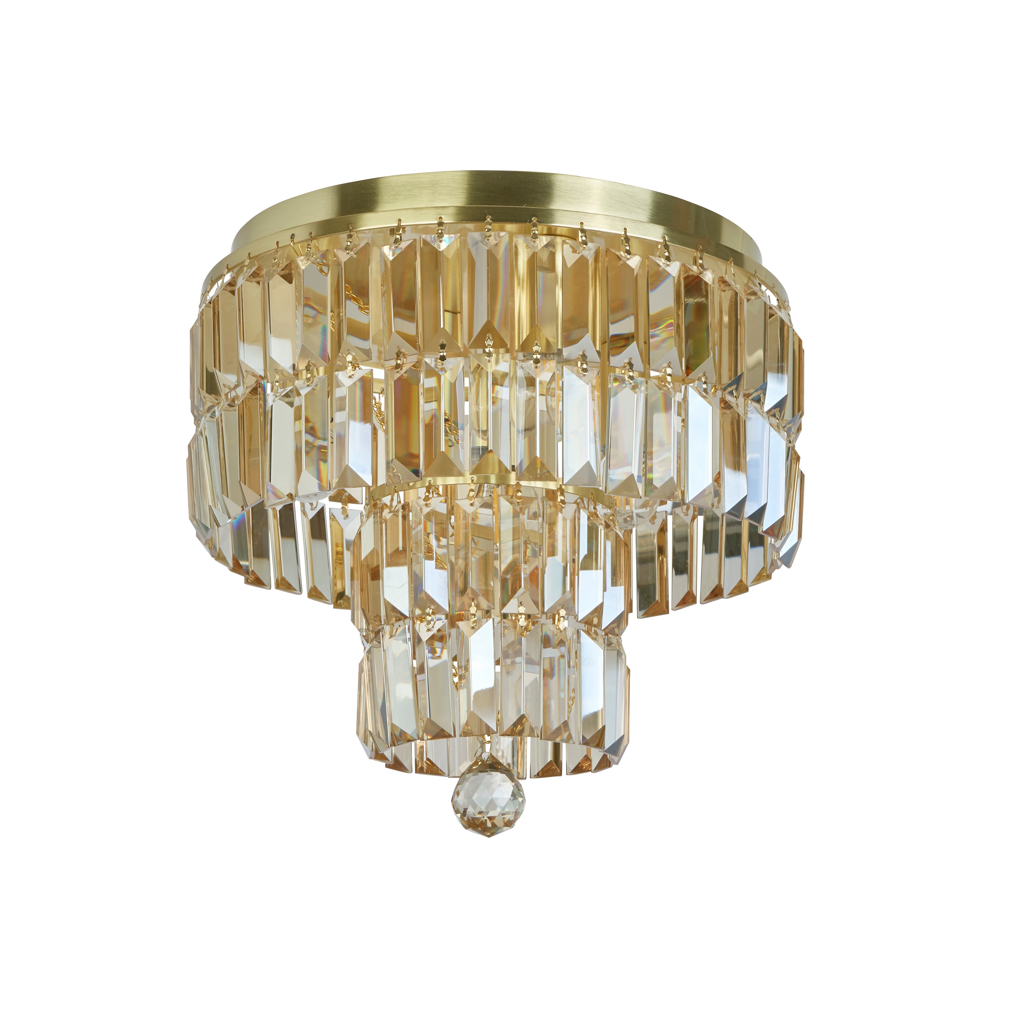 Searchlight Empire 4 Light Brass Flush - Champagne Crystal