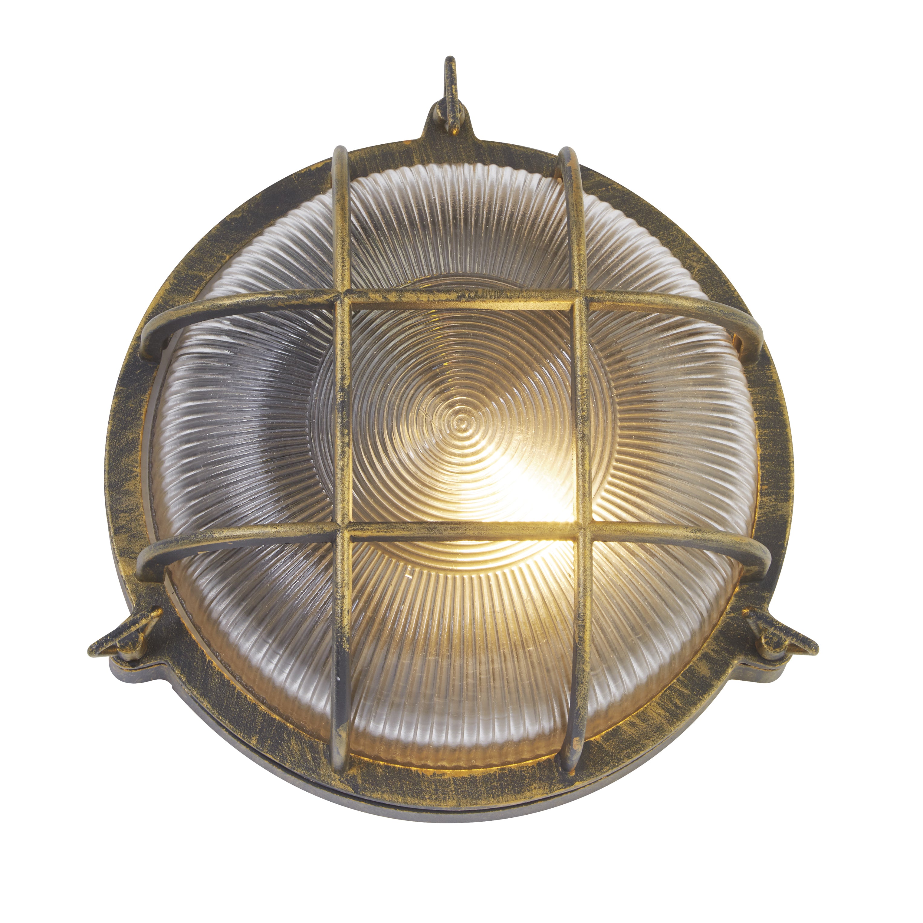 Searchlight Bulkhead Round Gold Outdoor Wall Light