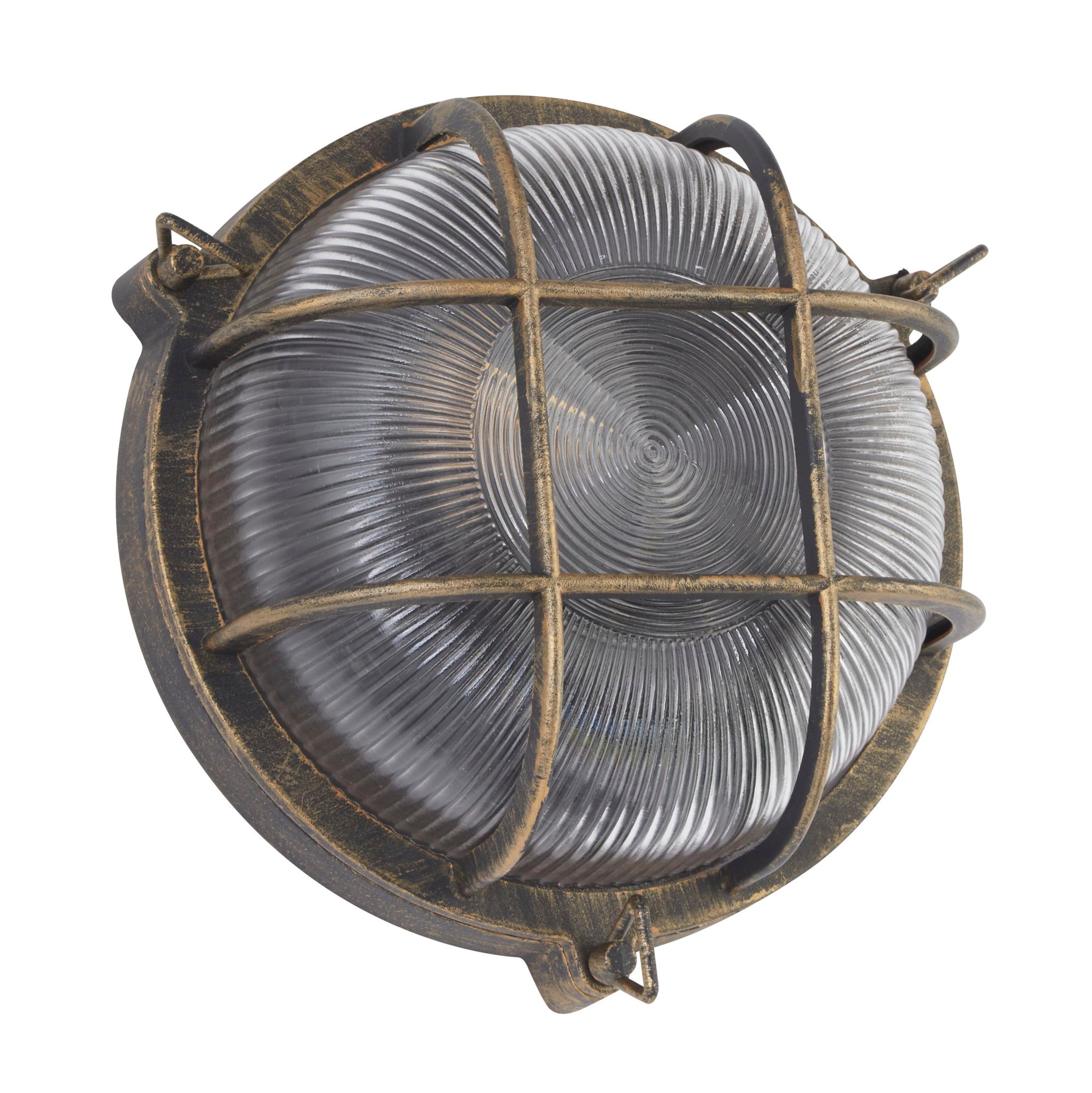 Searchlight Bulkhead Round Gold Outdoor Wall Light