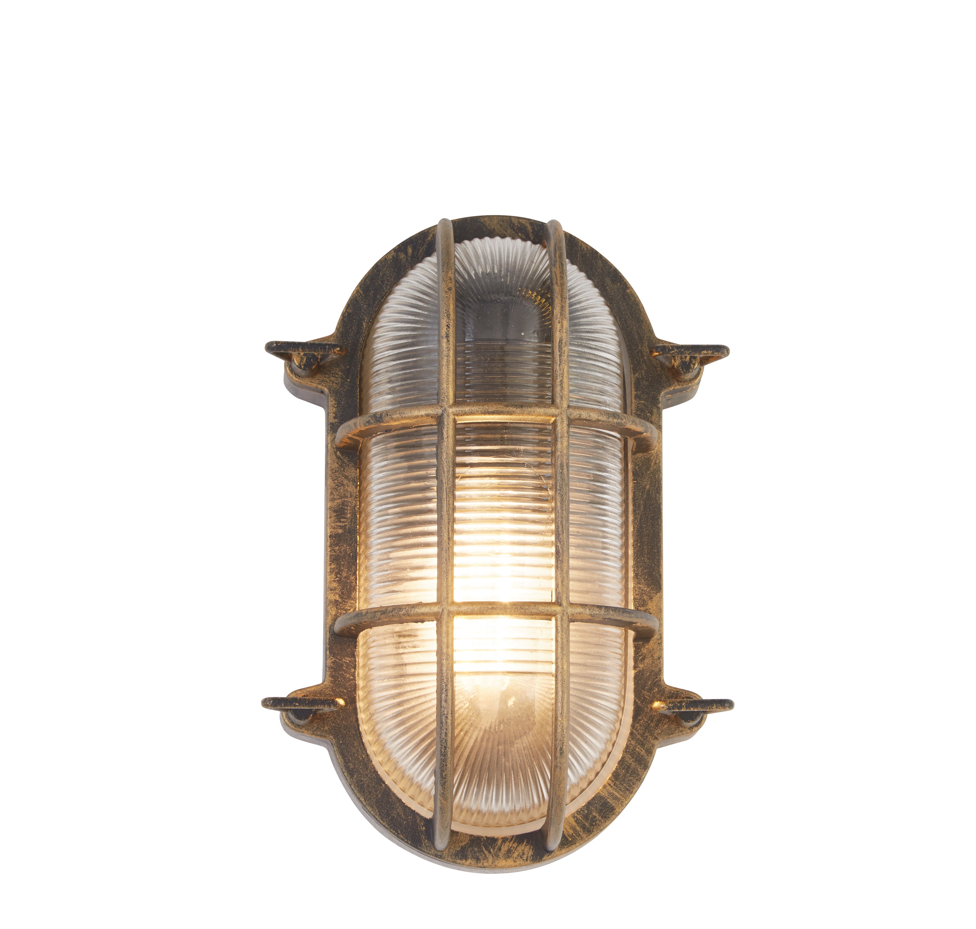 Searchlight Bulkhead Oval Black & Gold Outdoor Wall Light