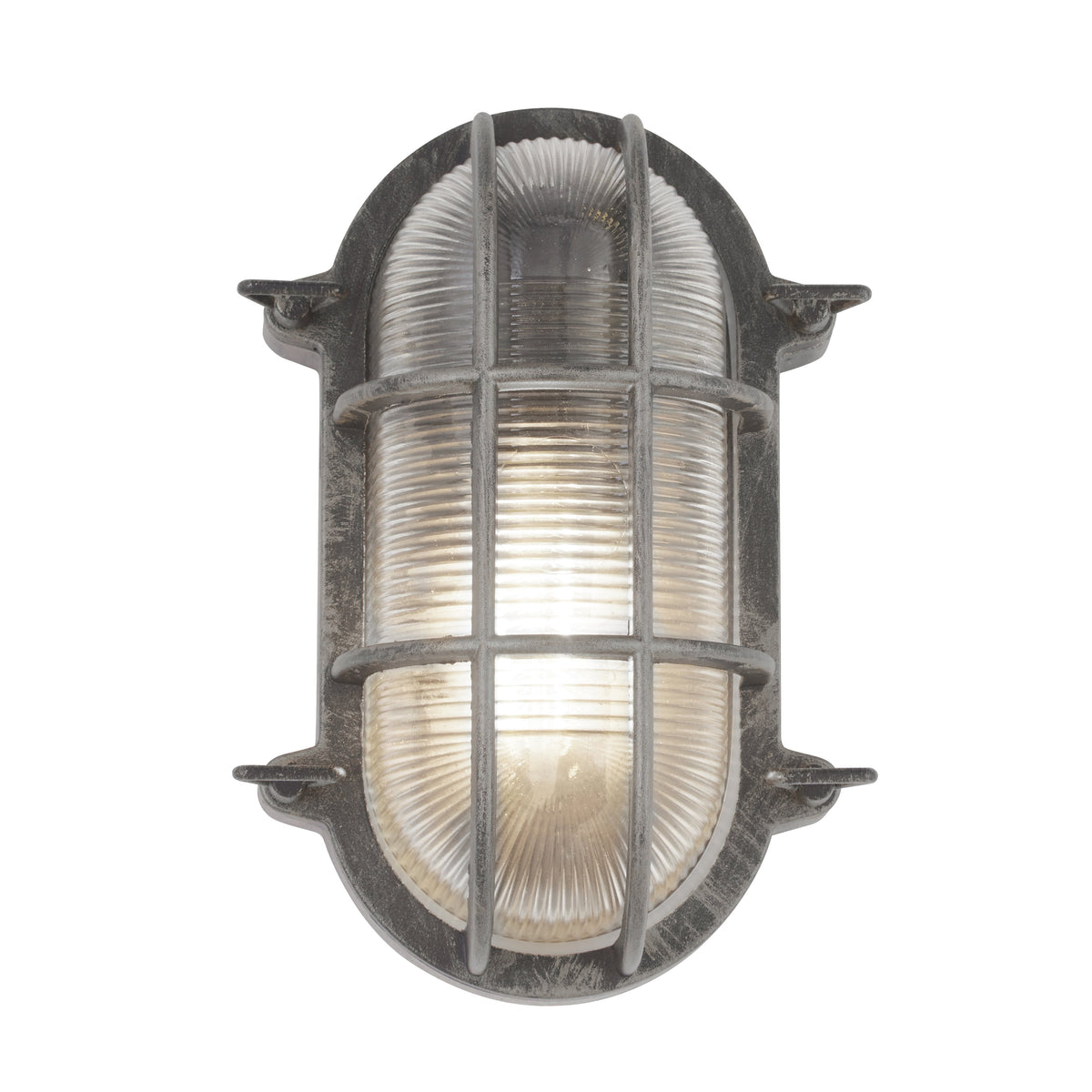 Searchlight Bulkhead Oval Black & Silver Outdoor Wall/Ceiling Light-warehouse-180926