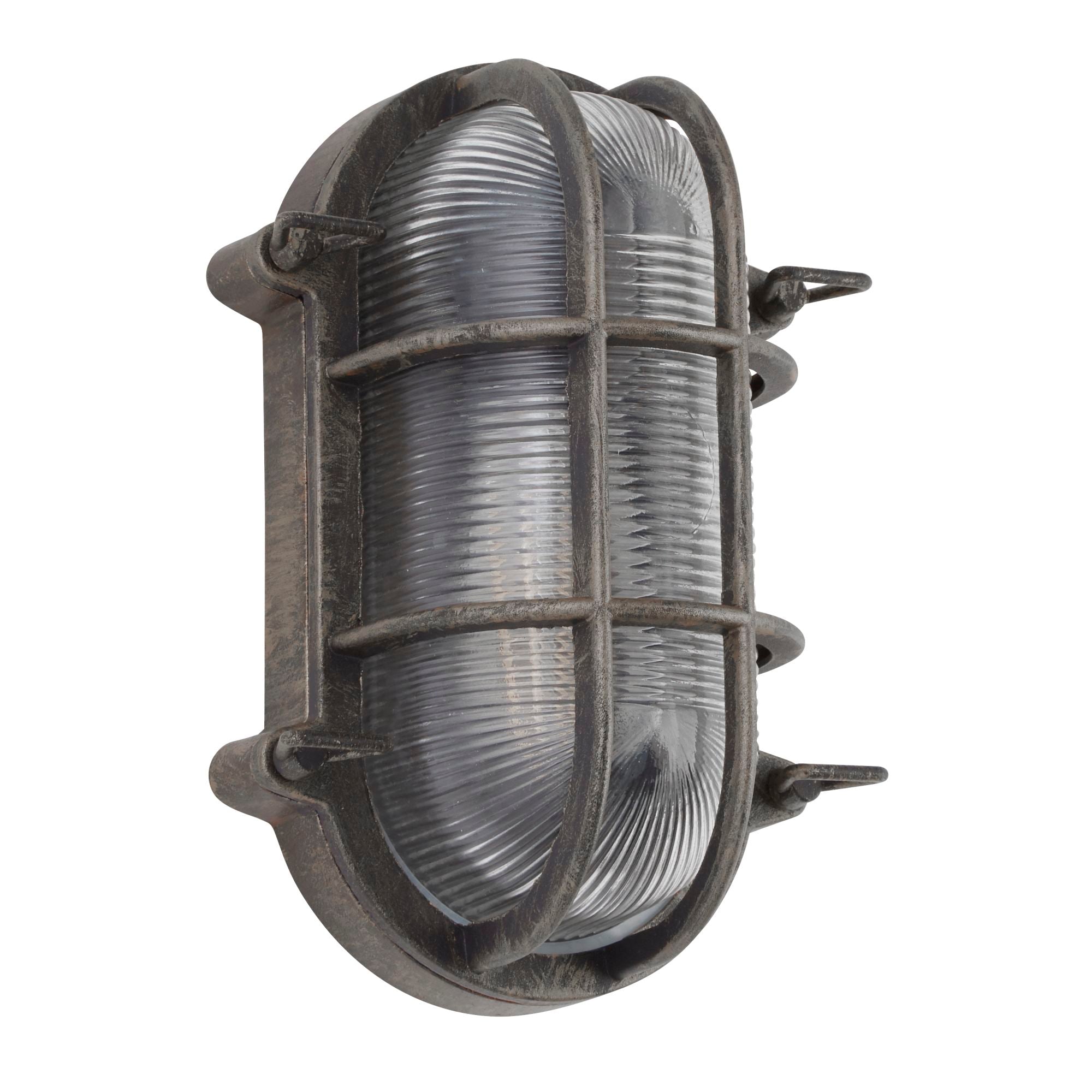 Searchlight Bulkhead Oval Black & Silver Outdoor Wall/Ceiling Light