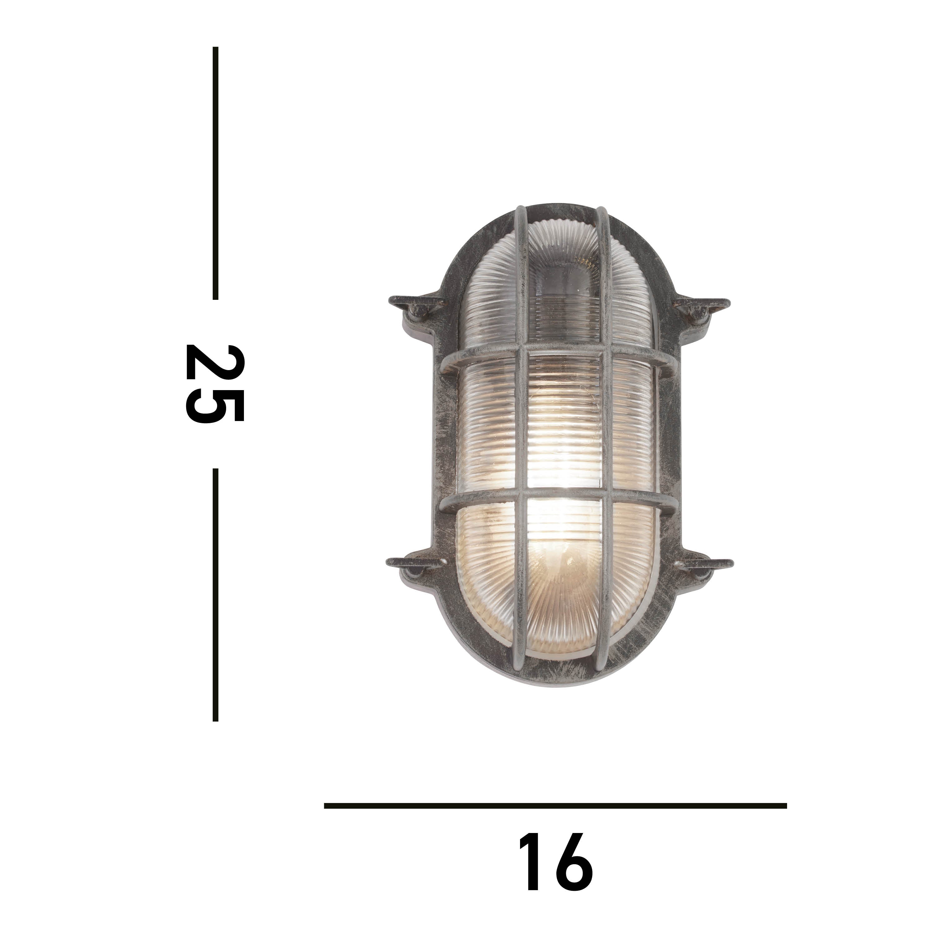 Searchlight Bulkhead Oval Black & Silver Outdoor Wall/Ceiling Light-WAREHOUSE-40-200326