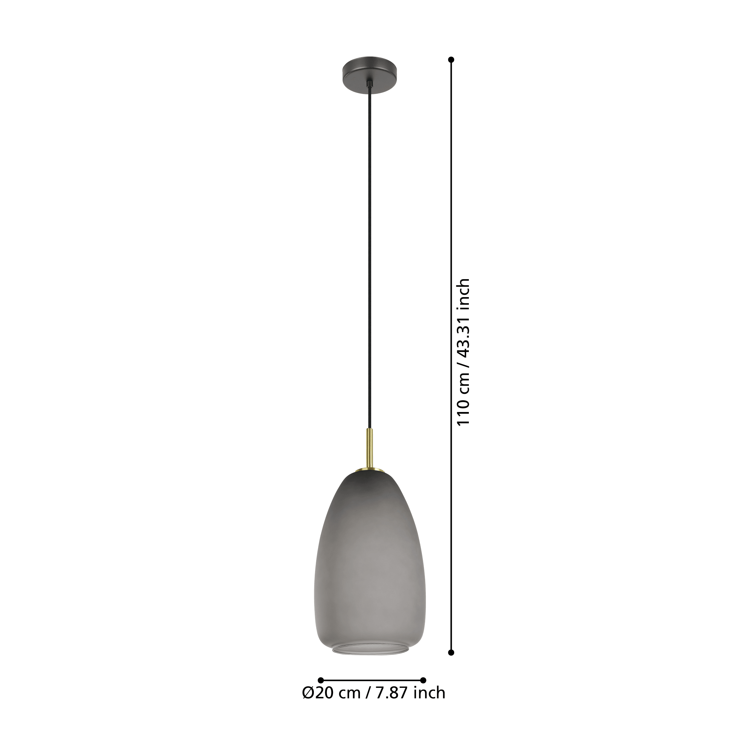 eglo alobrase rounded smoked glass ceiling pendant living room close up