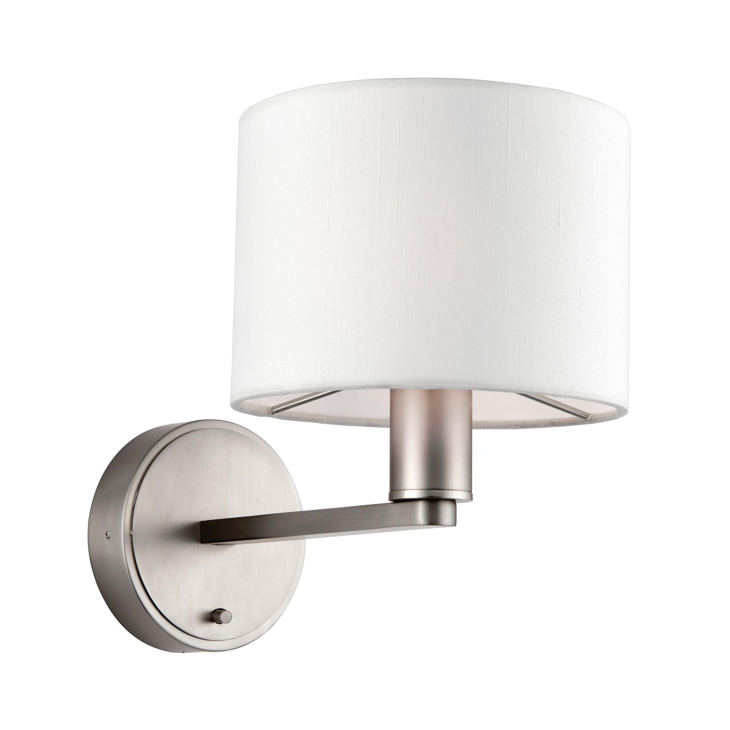 Endon Daley 1 Light Matt Nickel Wall Light - White Shade 61608 - unlit