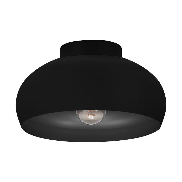 eglo mogano 2 black round metal flush ceiling light living room close up