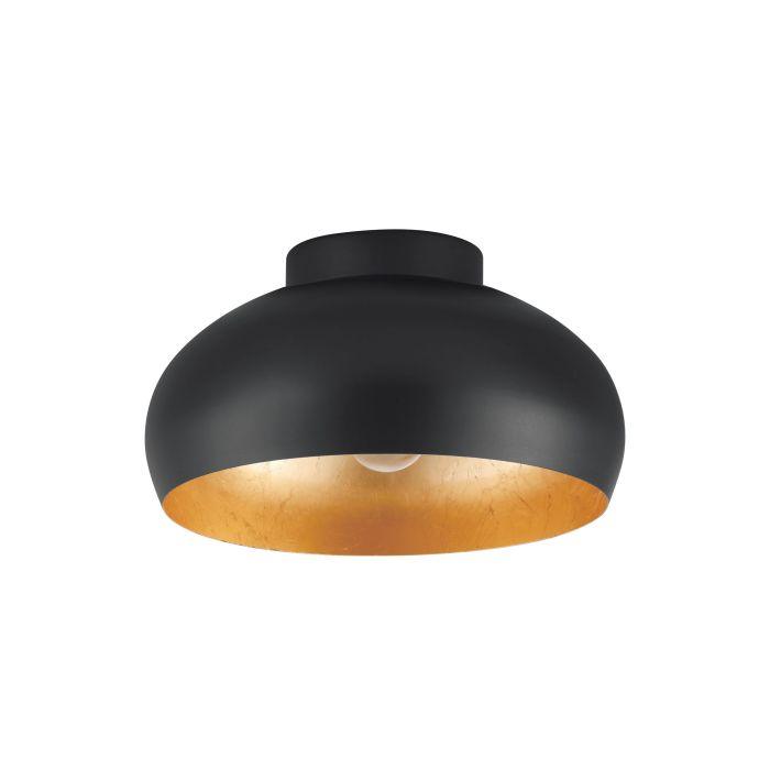 eglo mogano 2 black gold round metal flush ceiling light living room image