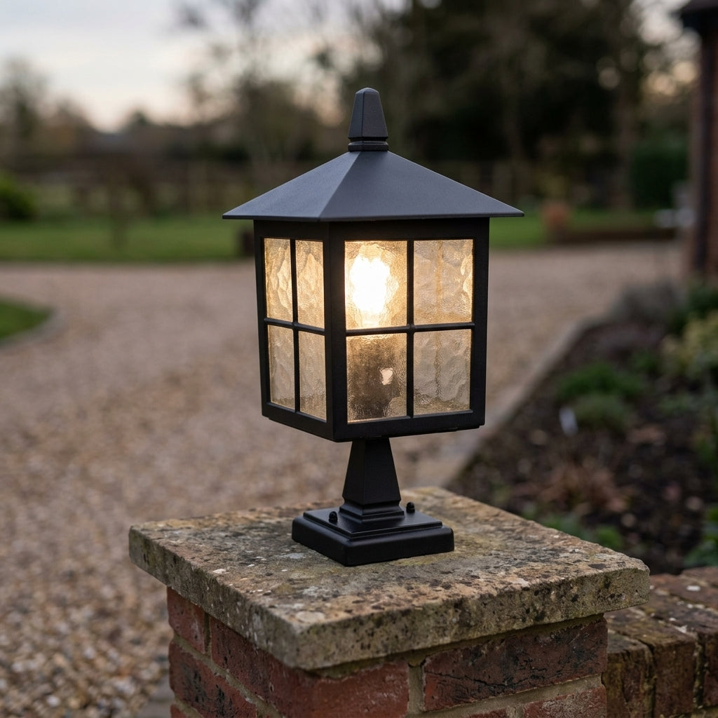 Elstead Winchester Black Outdoor Pedestal Lantern