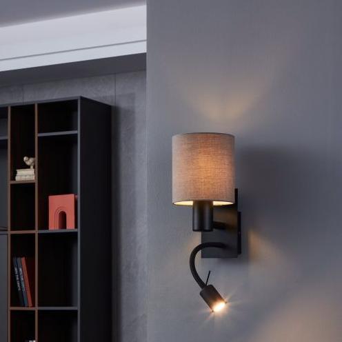 eglo pasteri black wall light with reading light