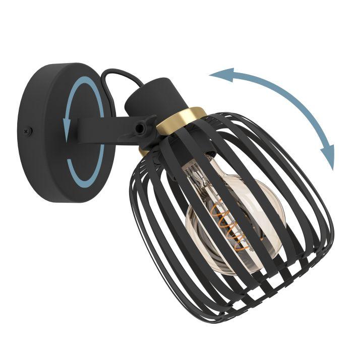 eglo girona black brass wall spotlight kitchen lighting
